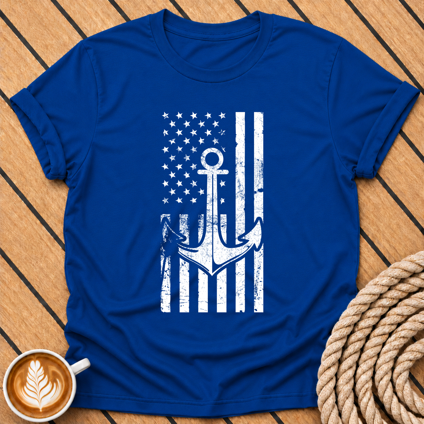 Anchor American USA Flag Vintage Nautical Patriotic T-Shirt