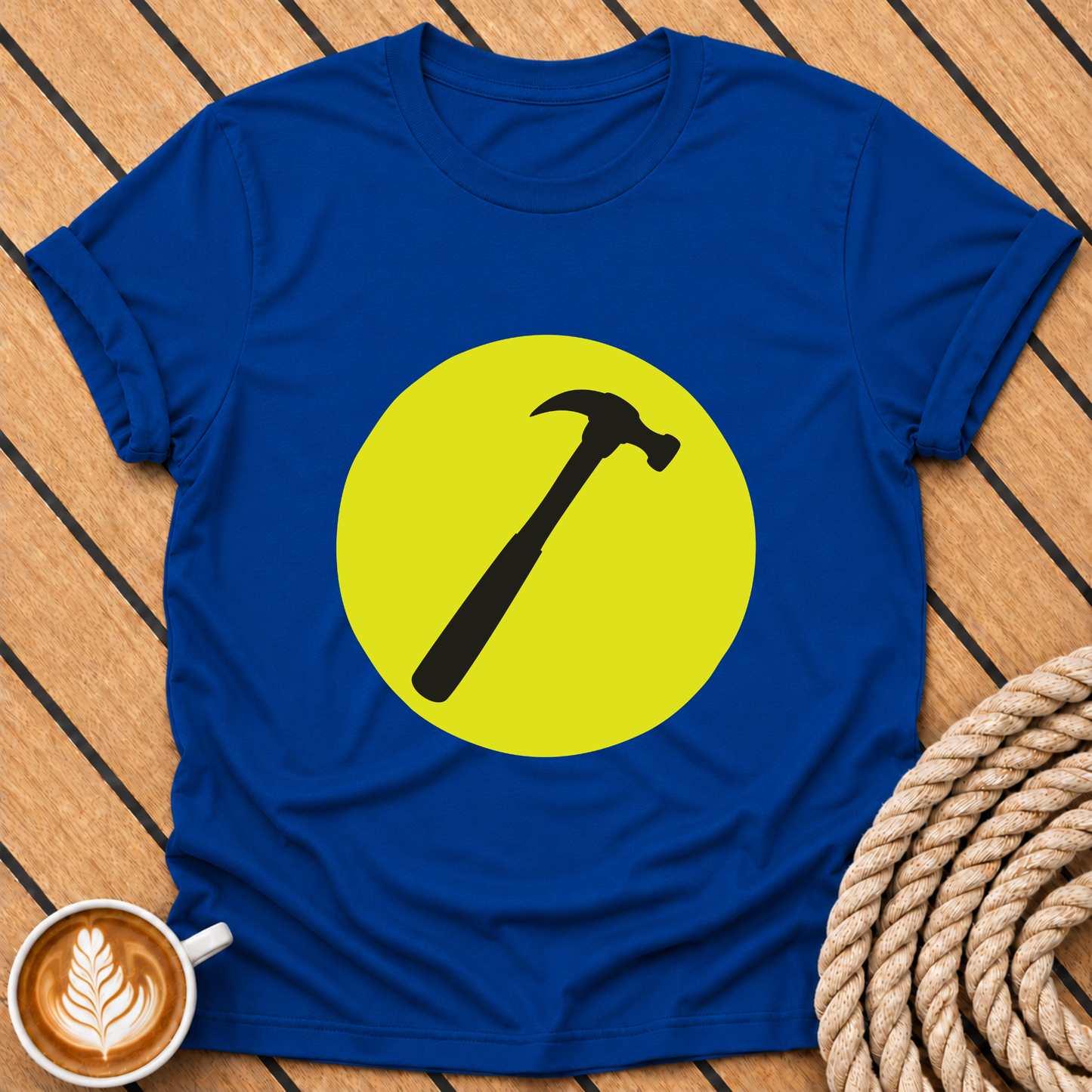 Hammer Silhouette Retro Captain Tool Graphic T-Shirt