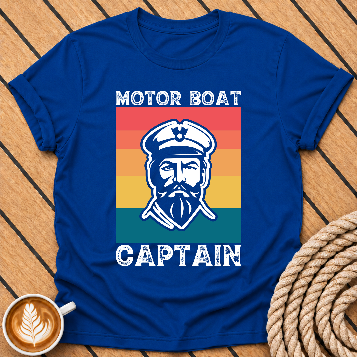 Motor Boat Captain β Retro Nautical Captain Graphic T-Shirt