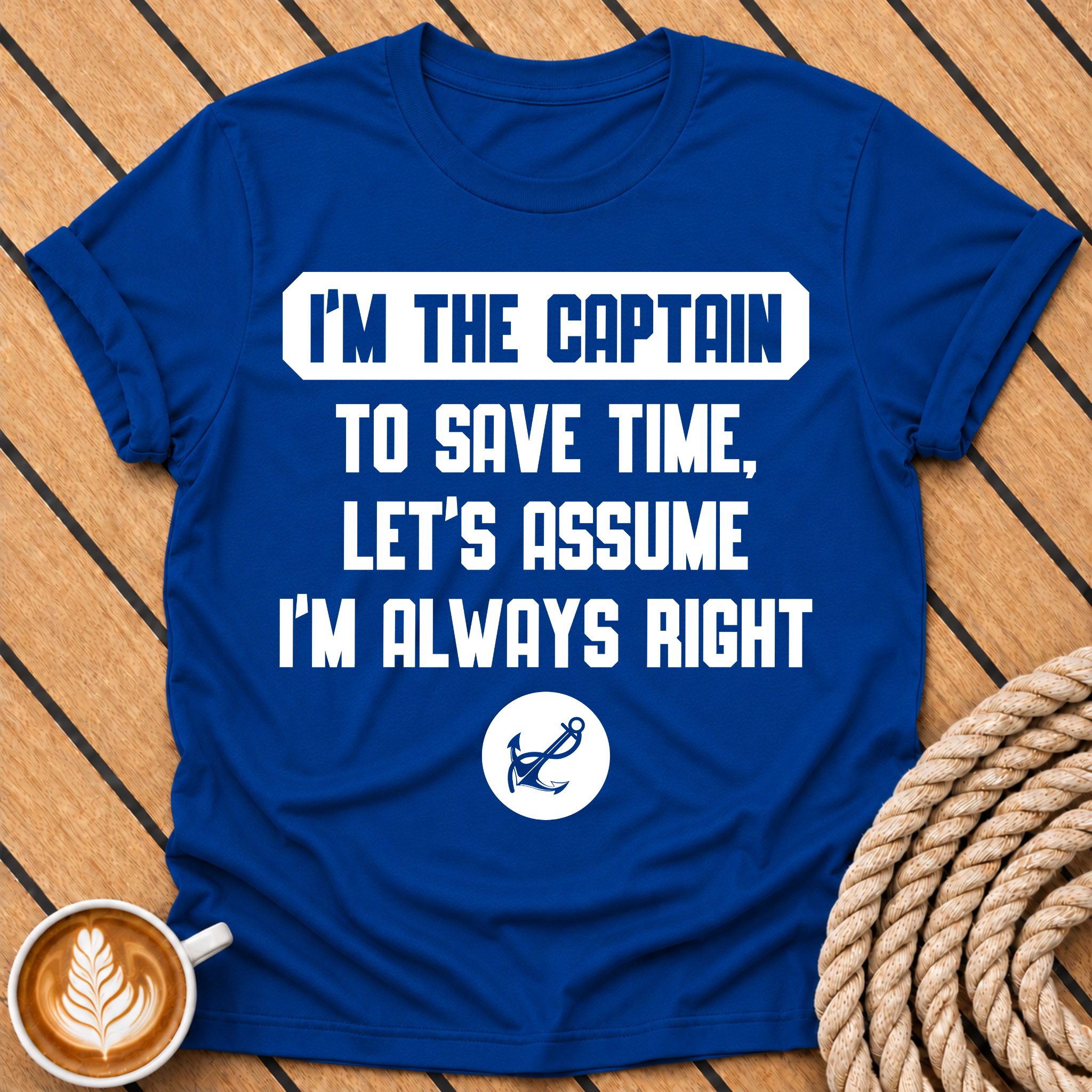 I'm the Captain To Save Time Let's Assume I'm Always Right Funny Captain Quote T-Shirt