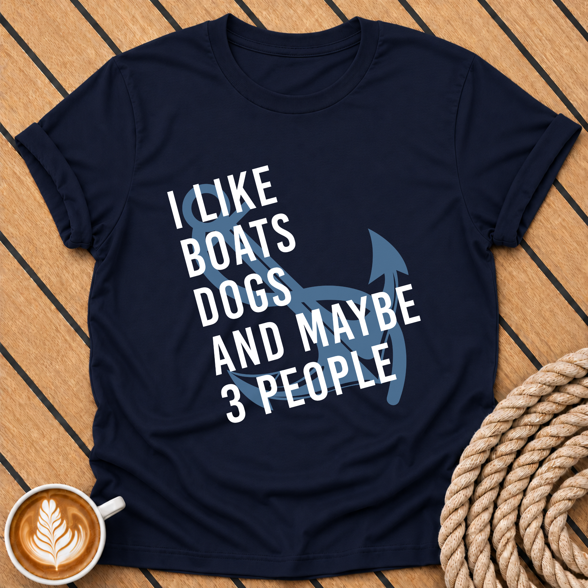 I Like Boats, Dogs and Maybe 3 People Boating & Dog Lover T‑Shirt