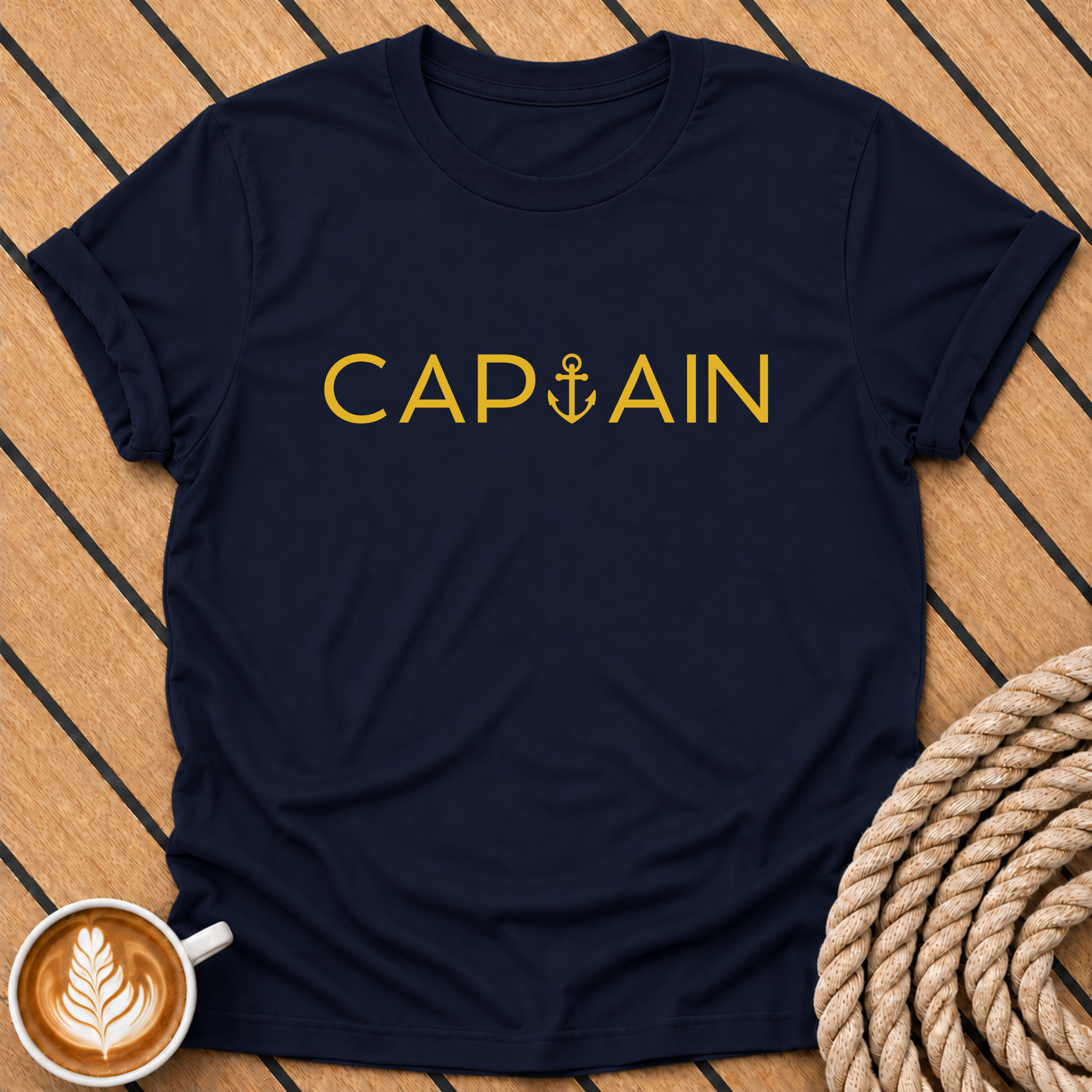 Captain Nautical Anchor Crew T-Shirt