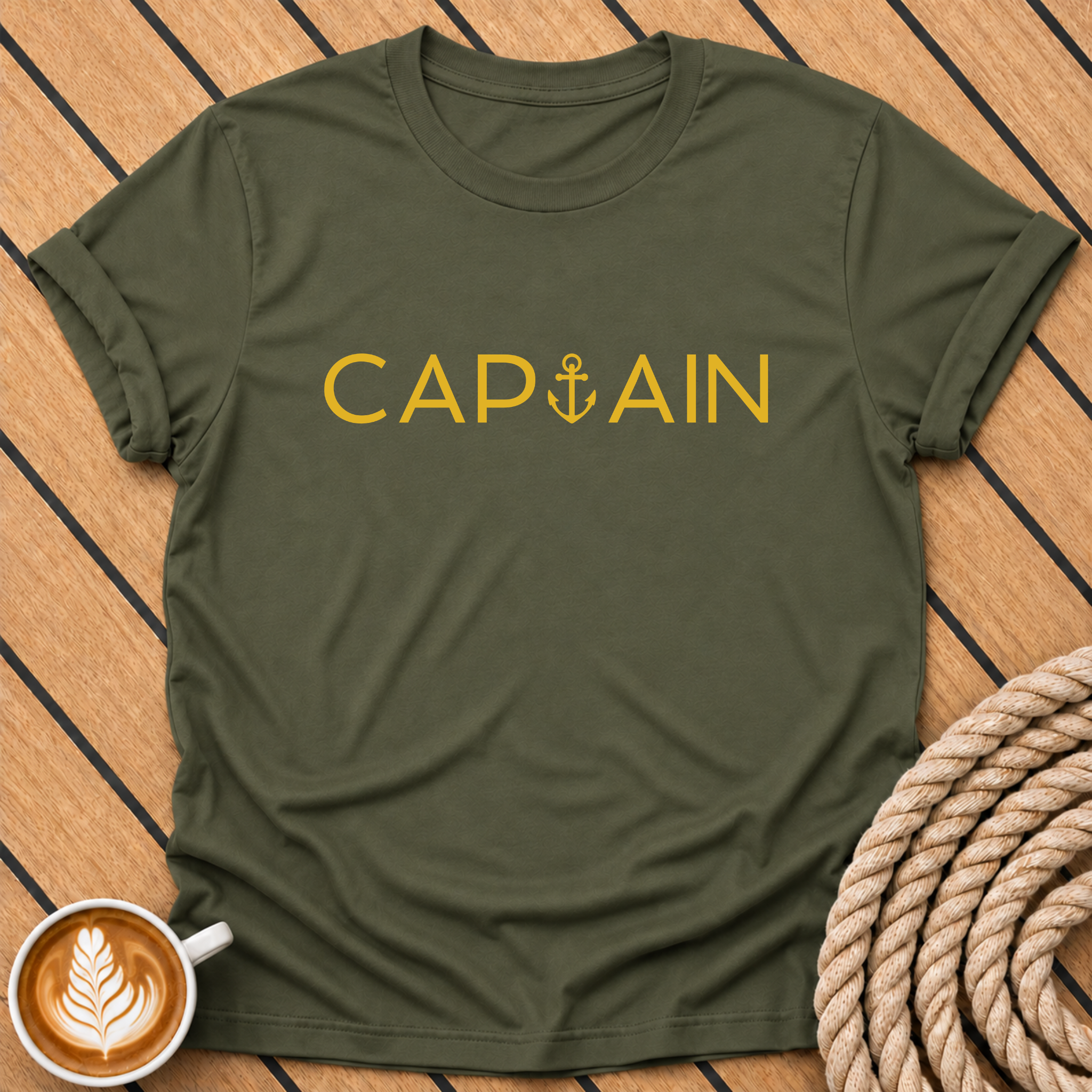 Captain Nautical Anchor Crew T-Shirt