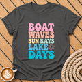 Boat Waves Sun Ray Lake Days Retro T-Shirt