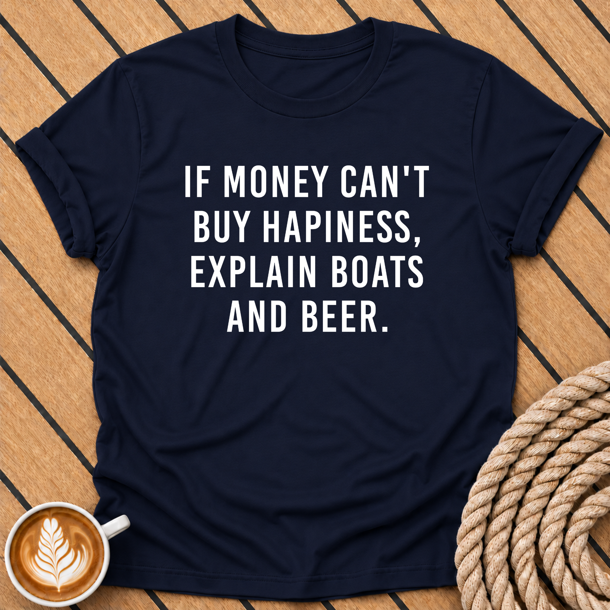 If Money Can’t Buy Happiness Explain Boats and Beer T-Shirt