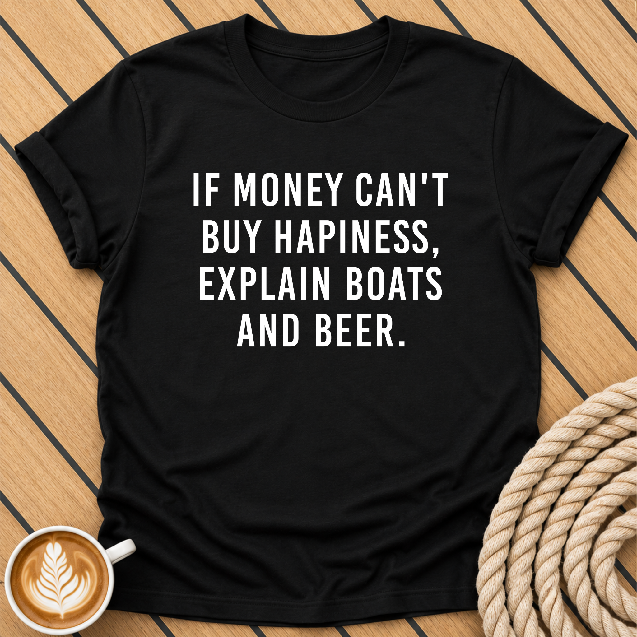 If Money Can’t Buy Happiness Explain Boats and Beer T-Shirt