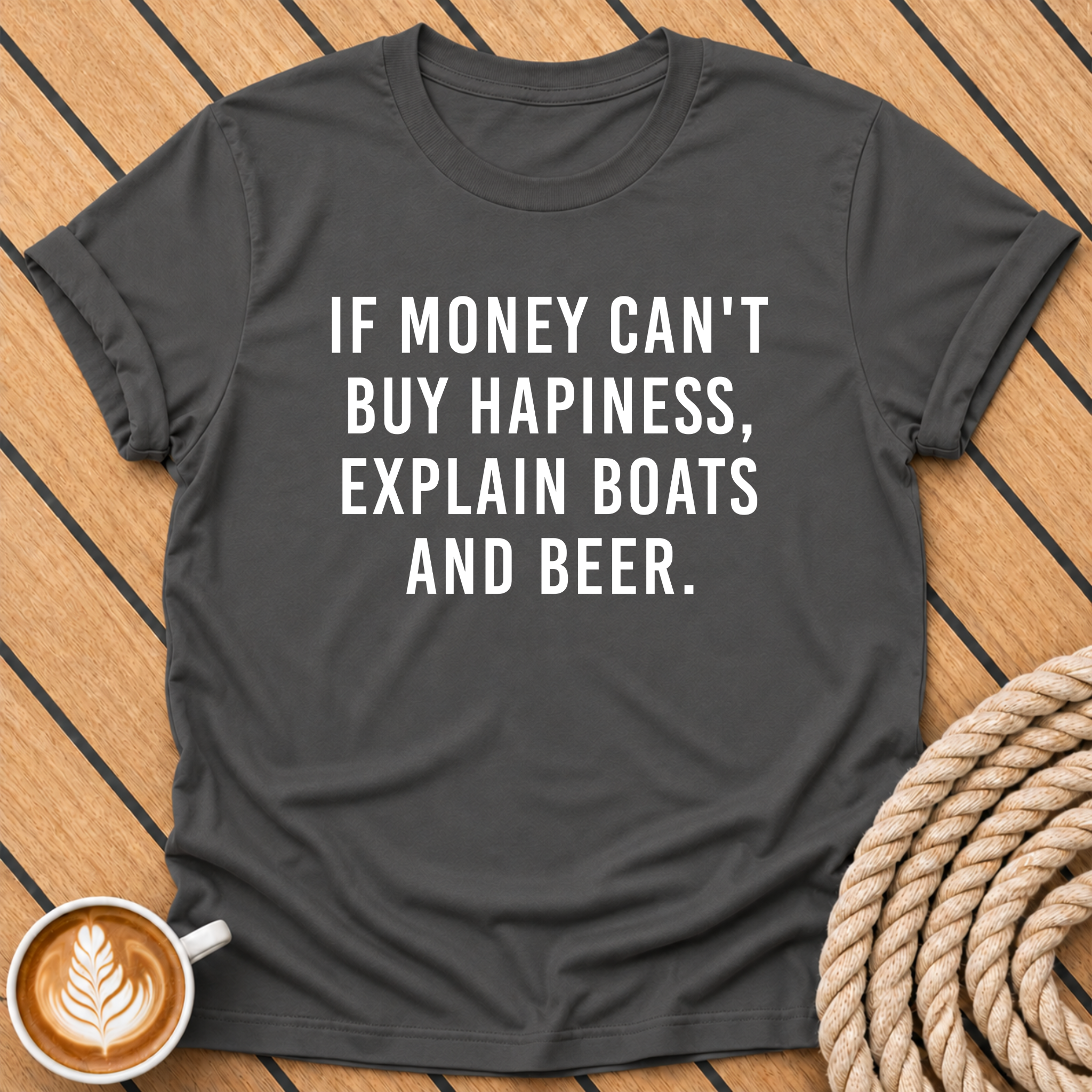 If Money Can’t Buy Happiness Explain Boats and Beer T-Shirt