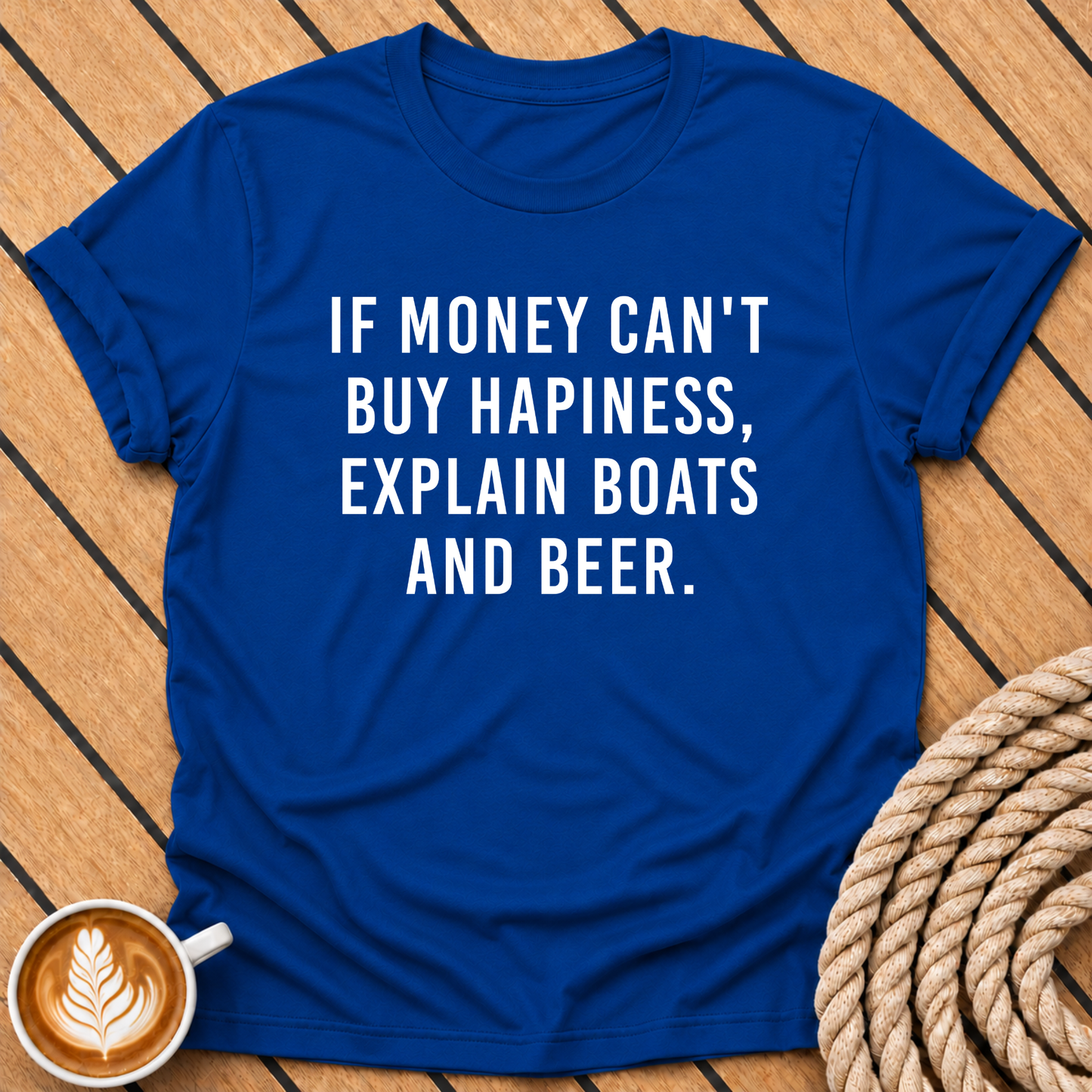 If Money Can’t Buy Happiness Explain Boats and Beer T-Shirt