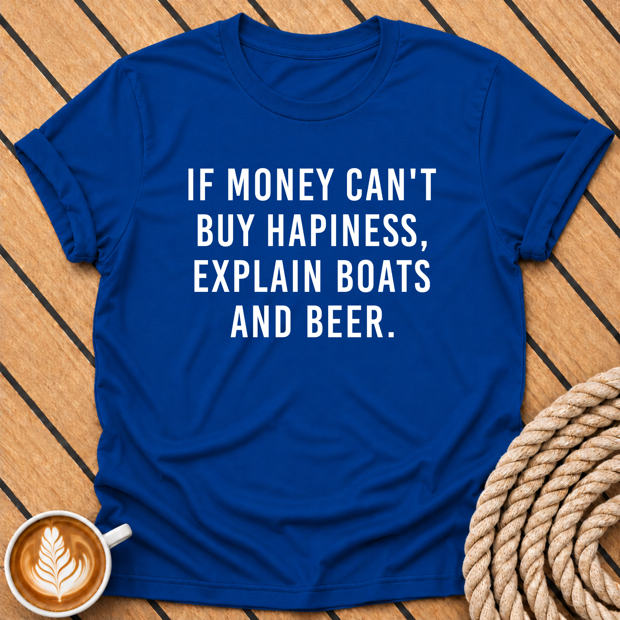If Money Can’t Buy Happiness Explain Boats and Beer T-Shirt
