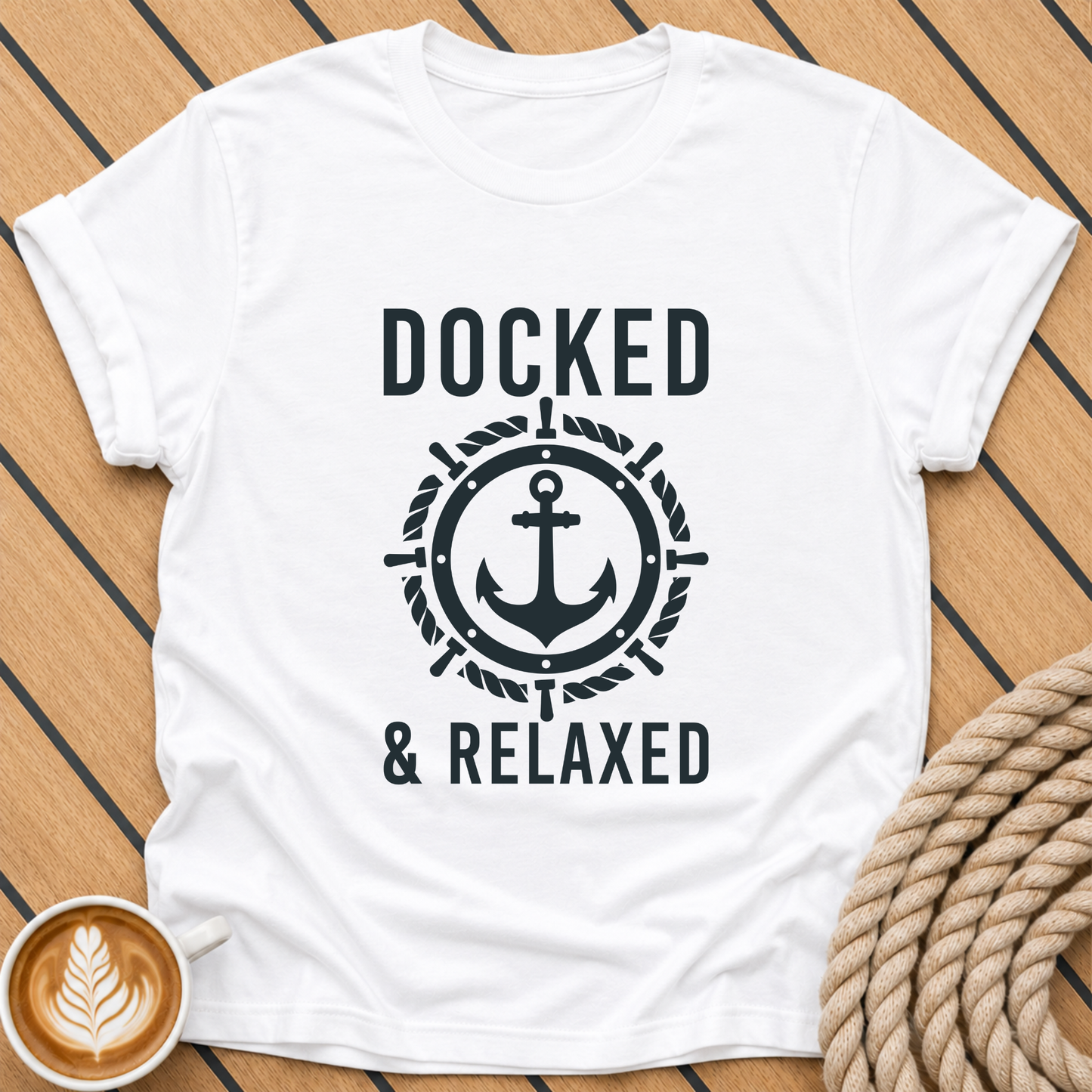 Docked & Relaxed Anchor Nautical Boating  T‑Shirt