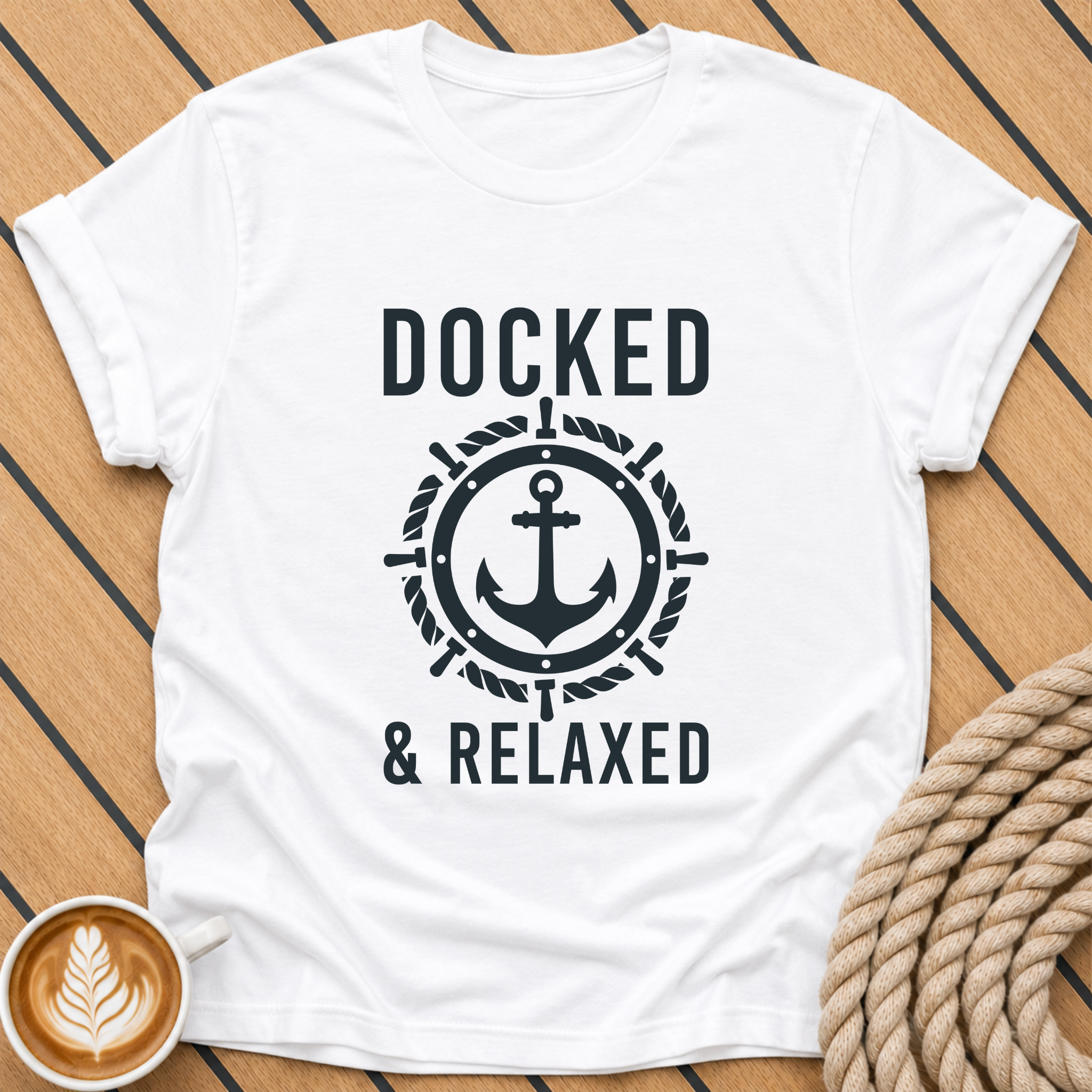 Docked & Relaxed Anchor Nautical Boating  T‑Shirt