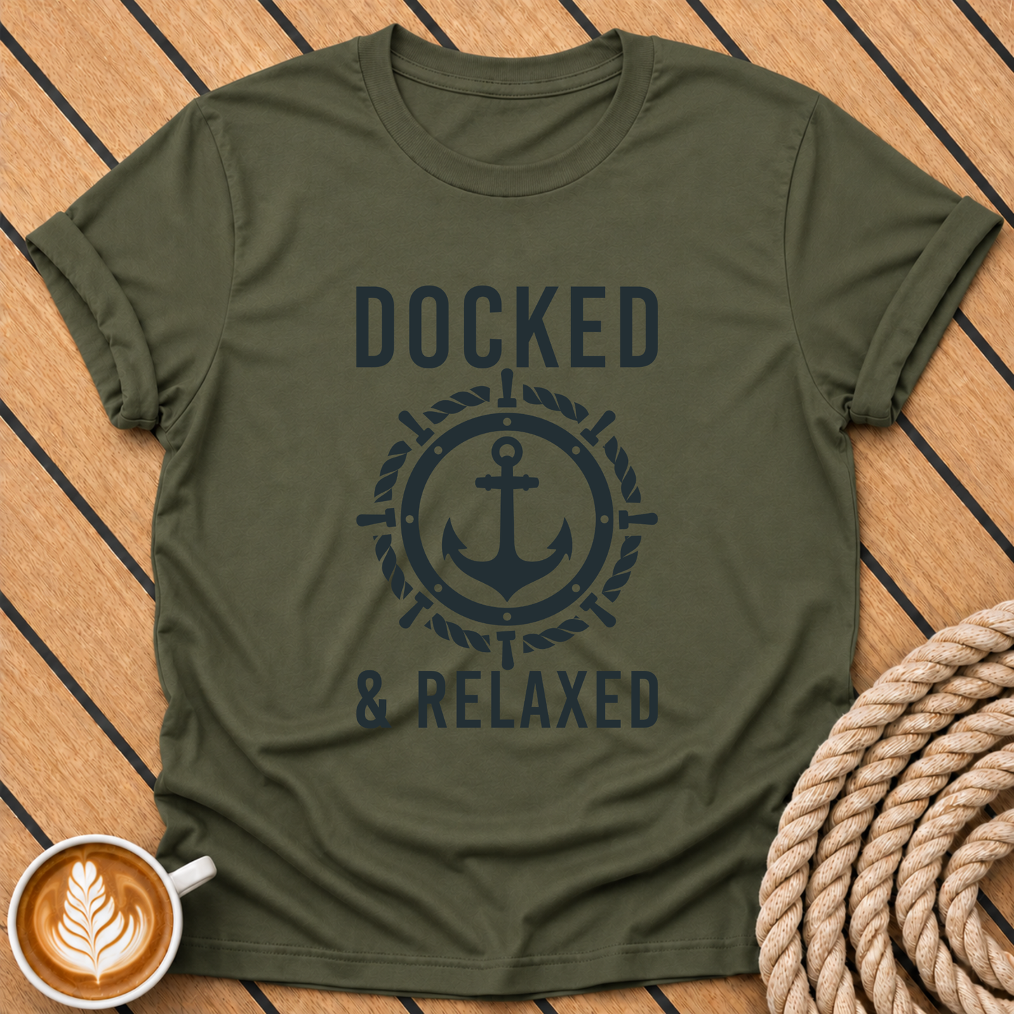 Docked & Relaxed Anchor Nautical Boating  T‑Shirt