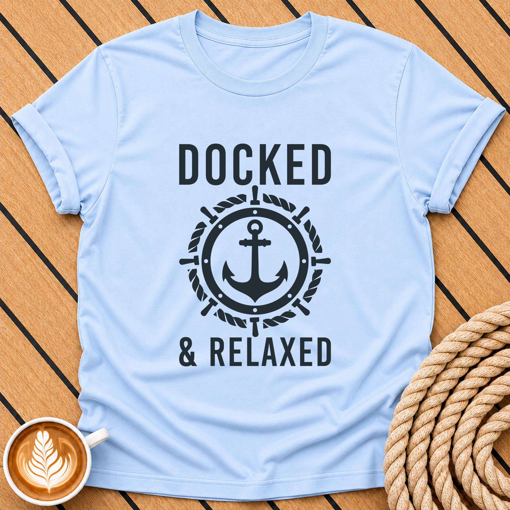 Docked & Relaxed Anchor Nautical Boating  T‑Shirt