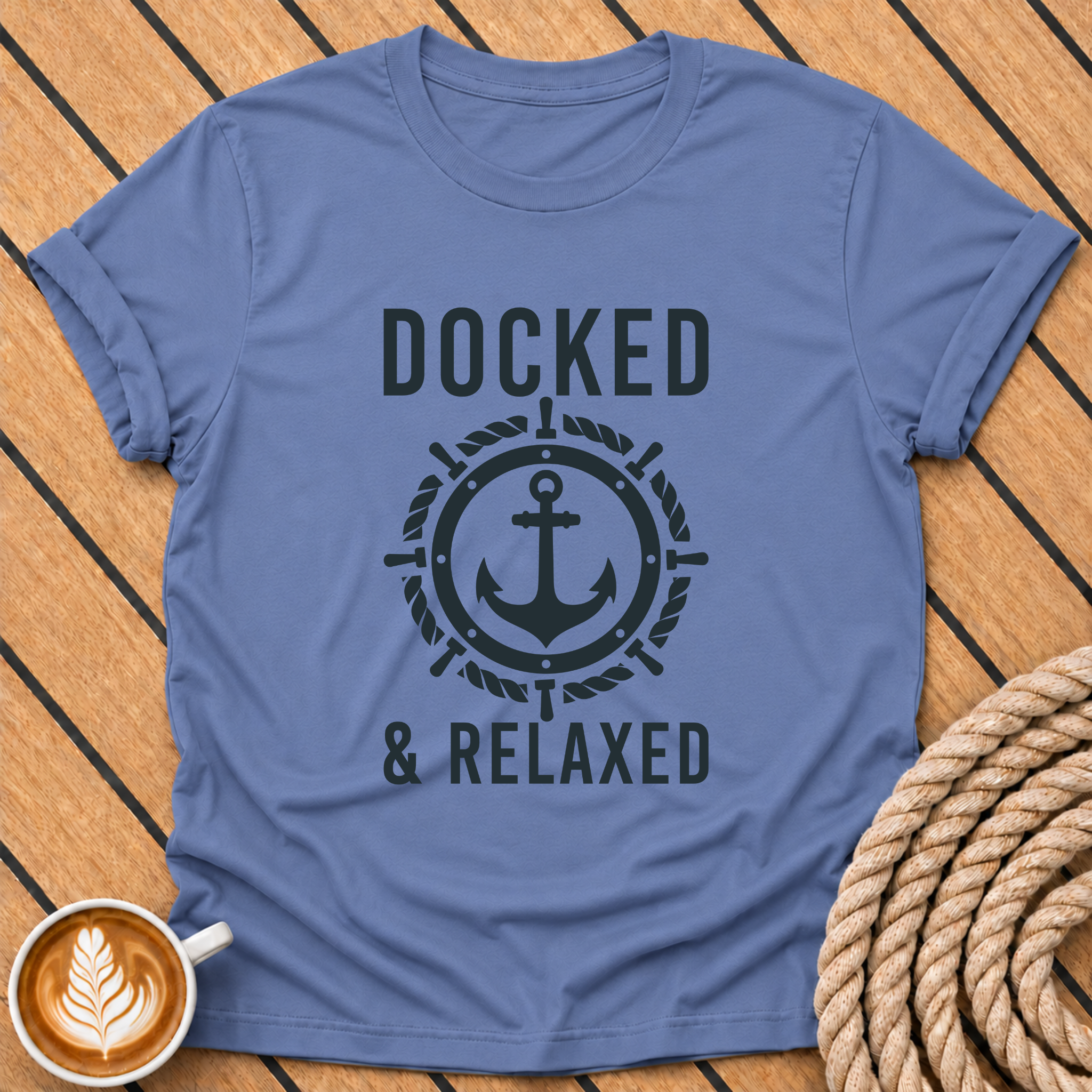 Docked & Relaxed Anchor Nautical Boating  T‑Shirt