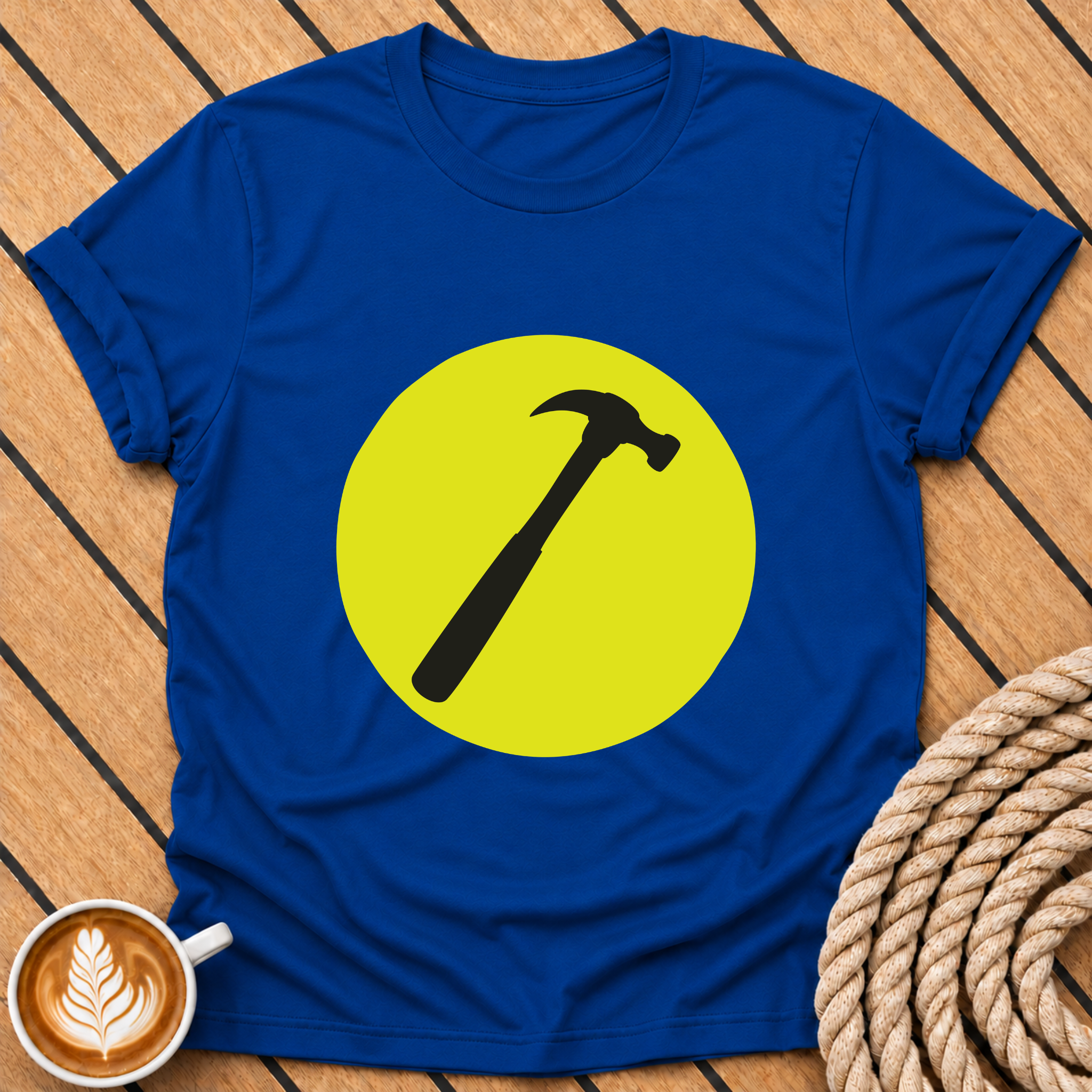 Hammer Silhouette Retro Captain Tool Graphic T-Shirt