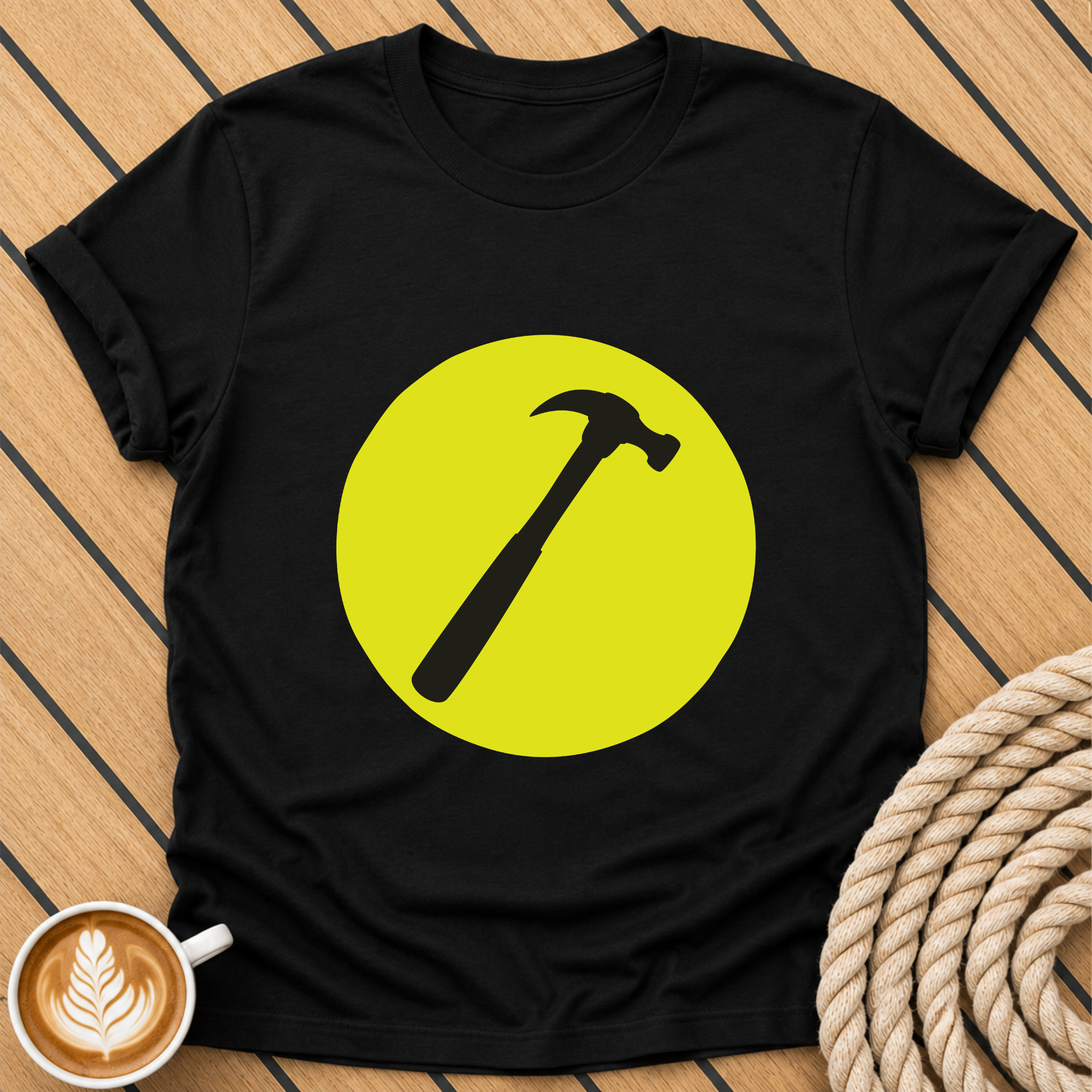 Hammer Silhouette Retro Captain Tool Graphic T-Shirt