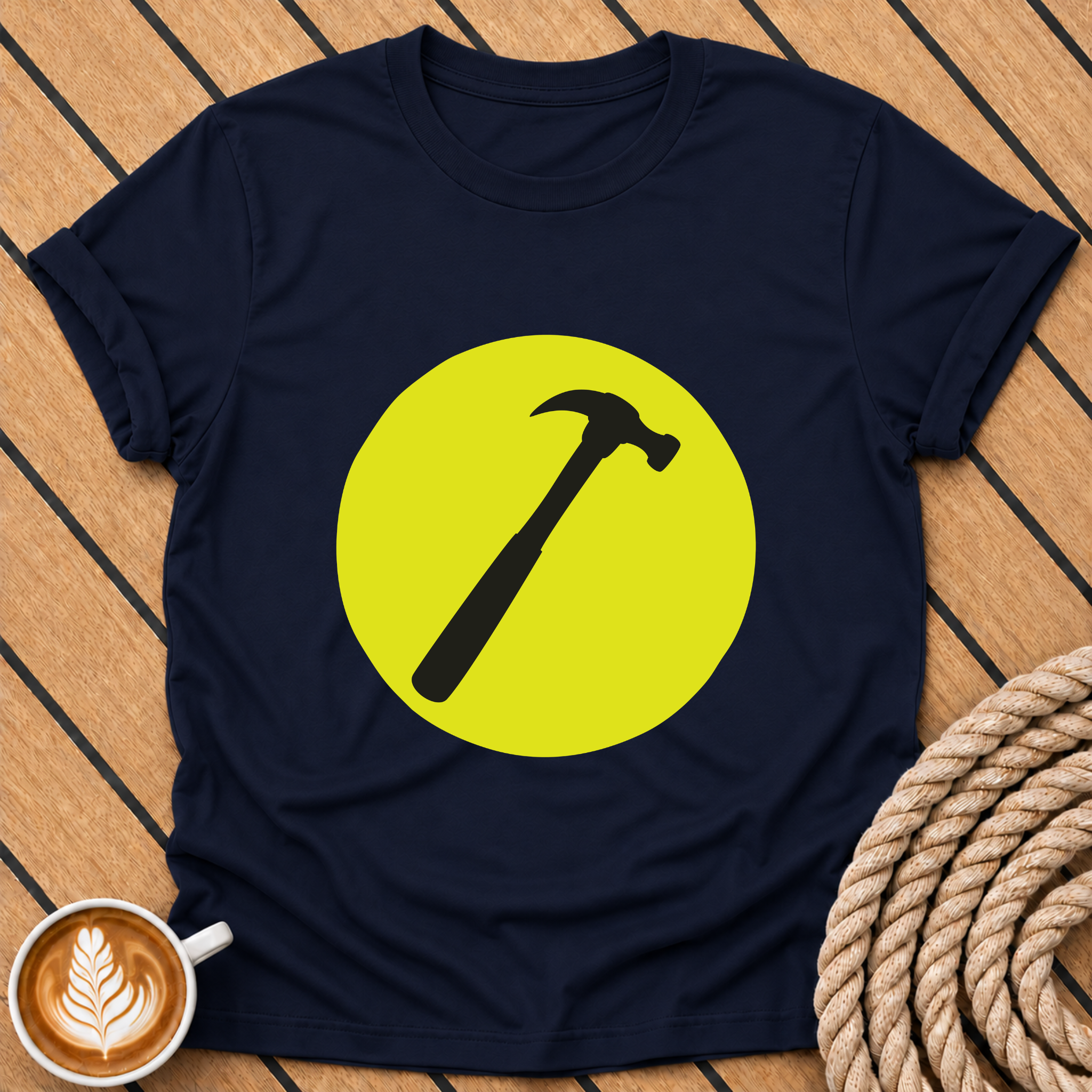 Hammer Silhouette Retro Captain Tool Graphic T-Shirt