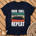 Dock • Chill • Repeat  Retro Pontoon Boat Lake T-Shirt
