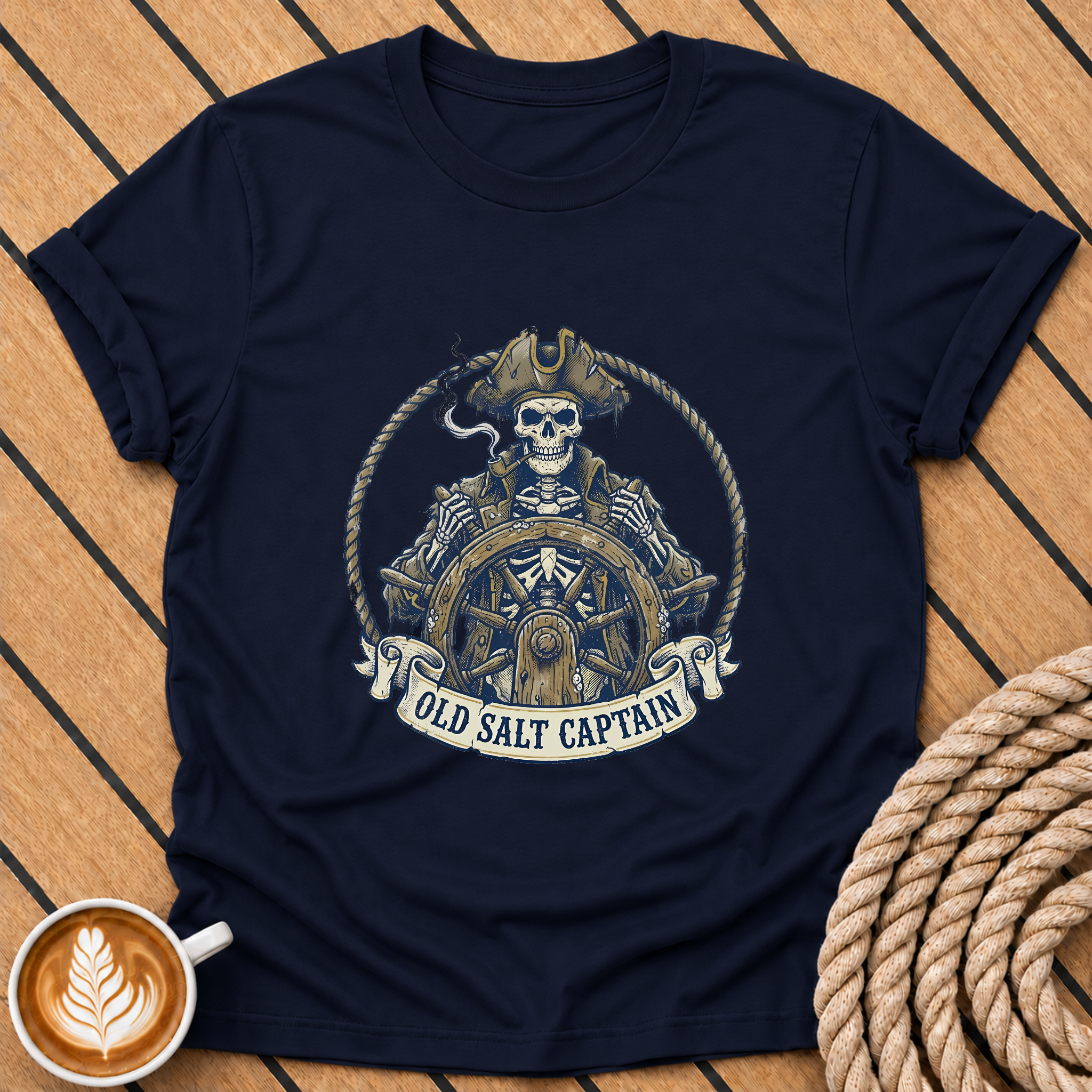 Pirate Skull 'Old Salt Captain' T-Shirt