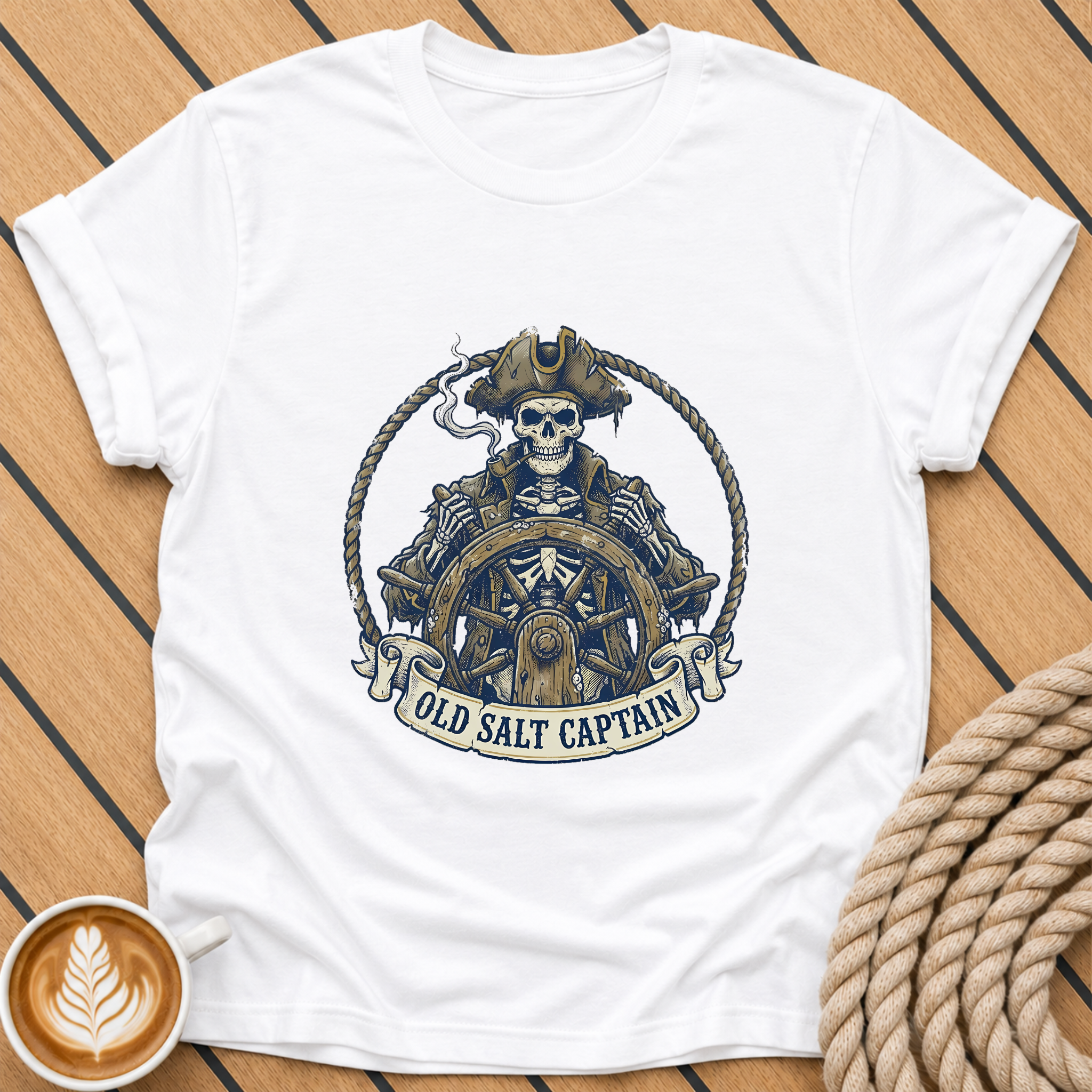 Pirate Skull 'Old Salt Captain' T-Shirt