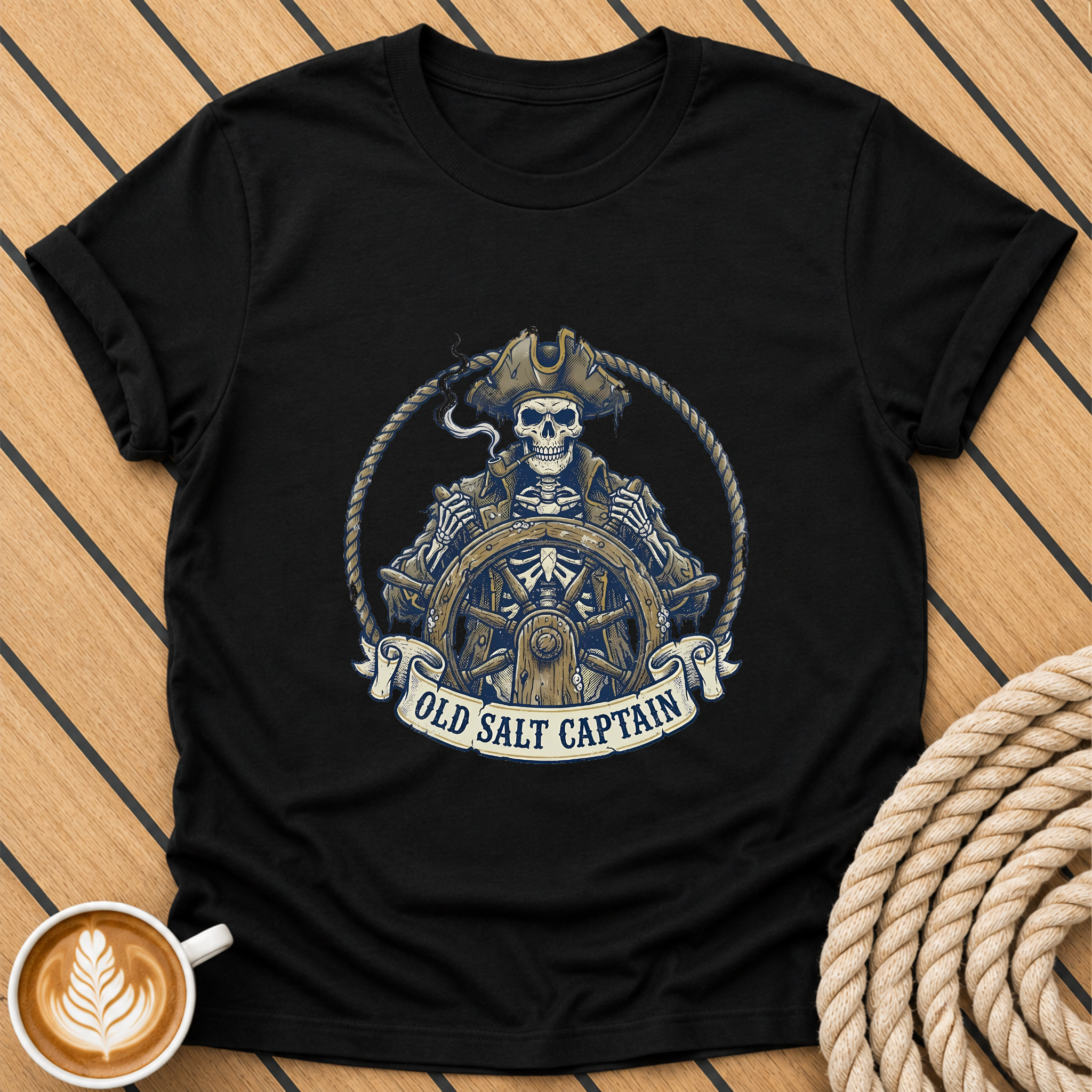 Pirate Skull 'Old Salt Captain' T-Shirt