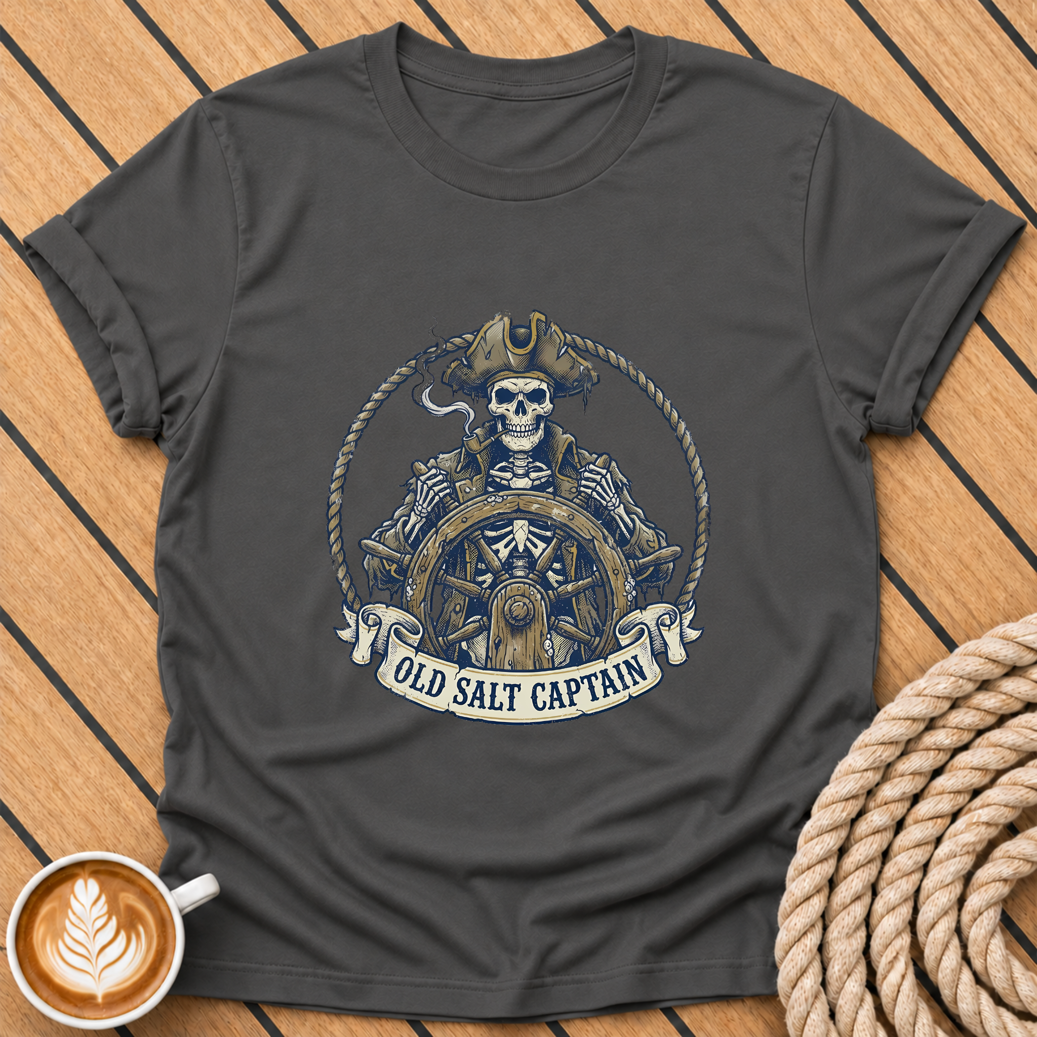 Pirate Skull 'Old Salt Captain' T-Shirt