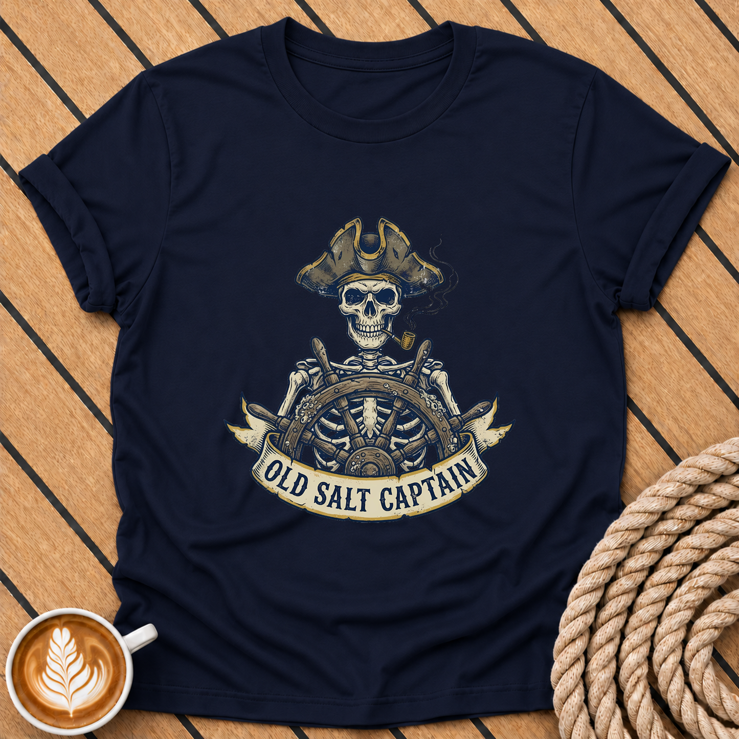 Pirate Skull 'Old Salt Captain' T-Shirt