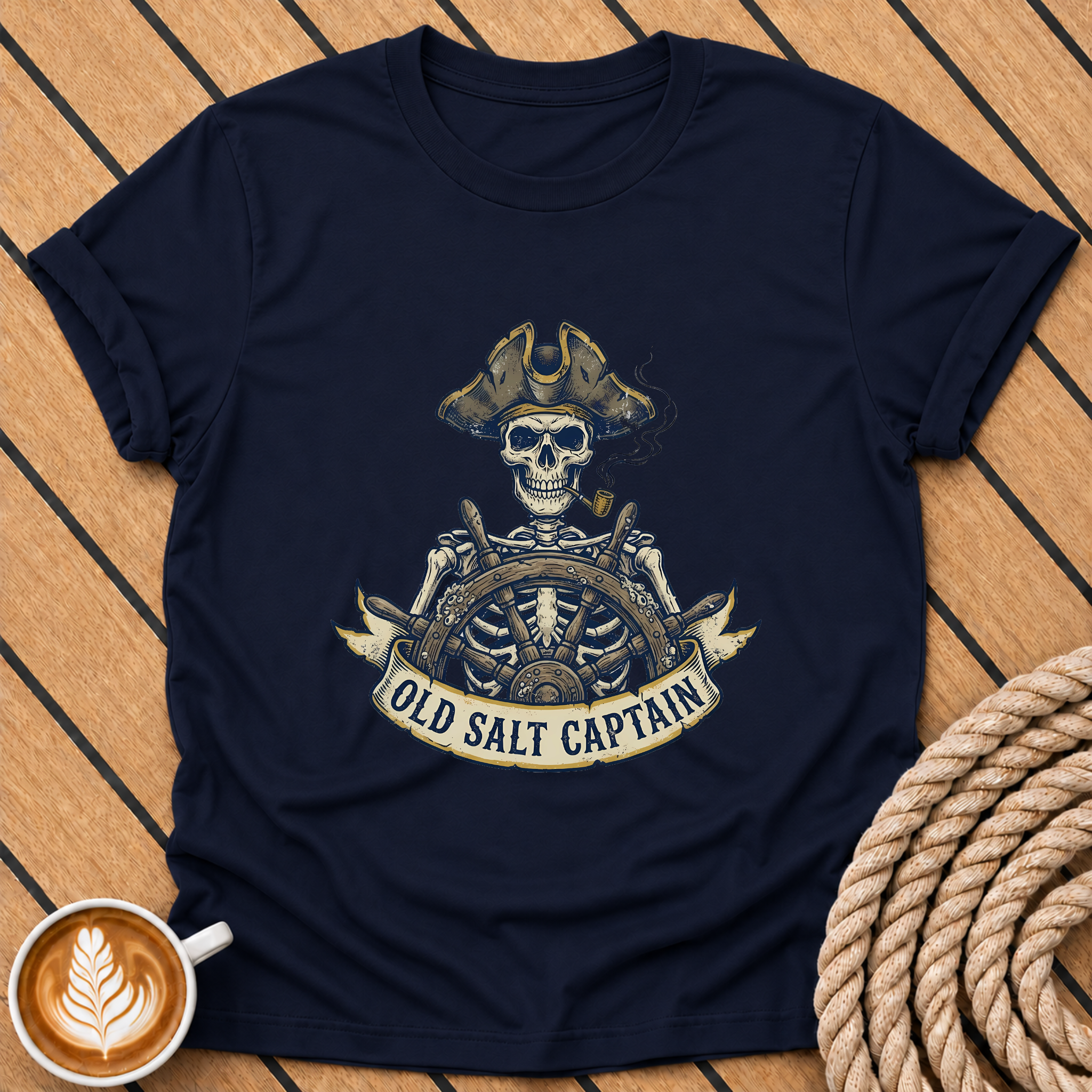 Pirate Skull 'Old Salt Captain' T-Shirt