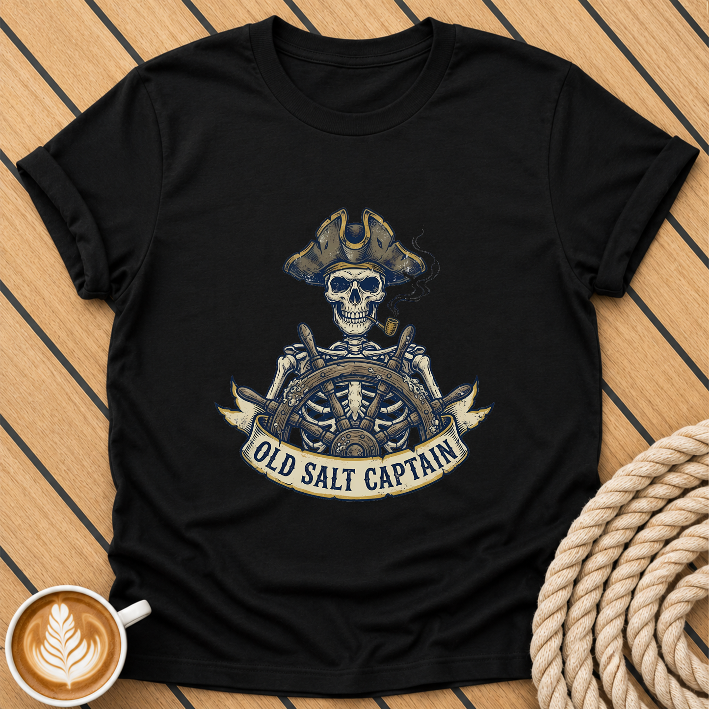 Pirate Skull 'Old Salt Captain' T-Shirt