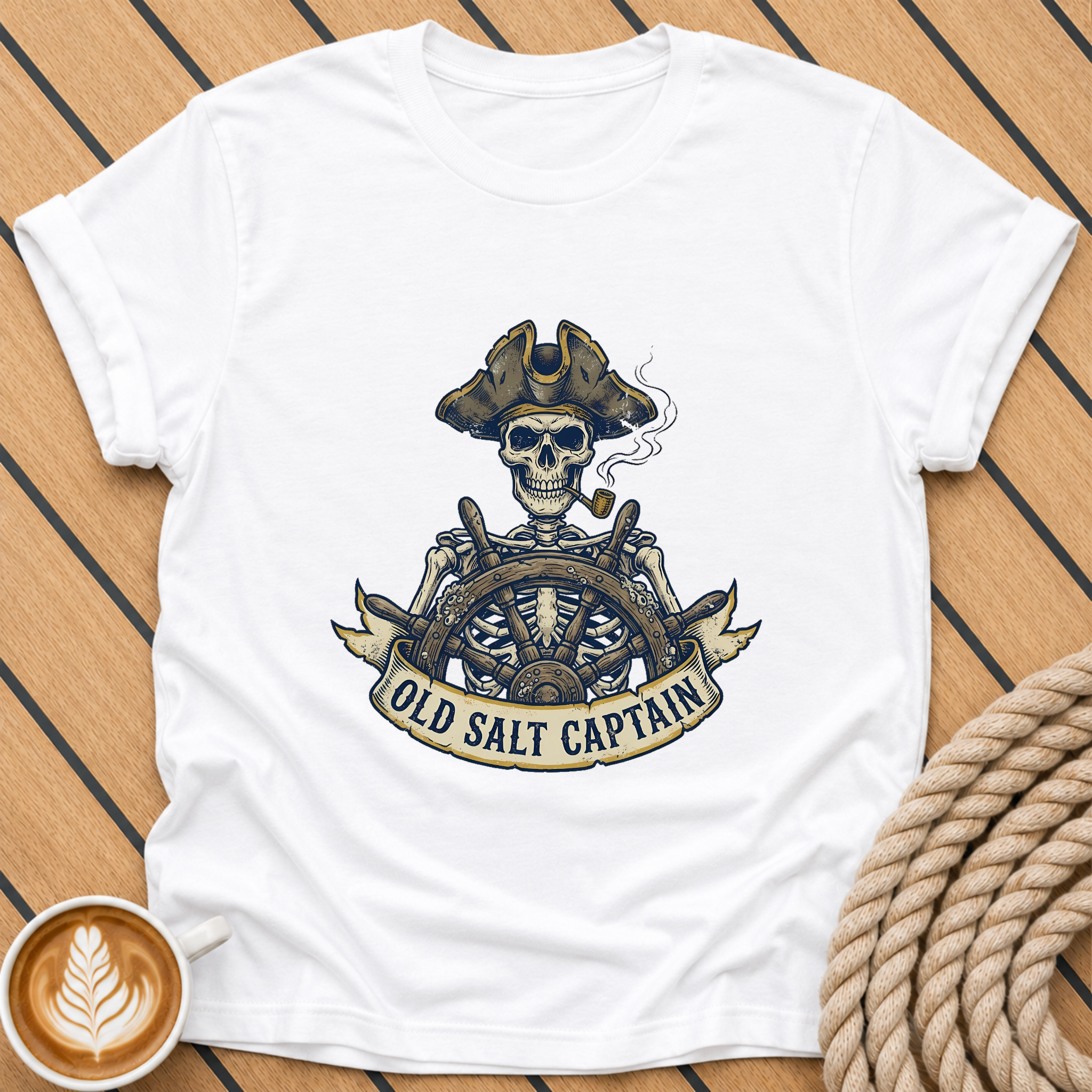 Pirate Skull 'Old Salt Captain' T-Shirt