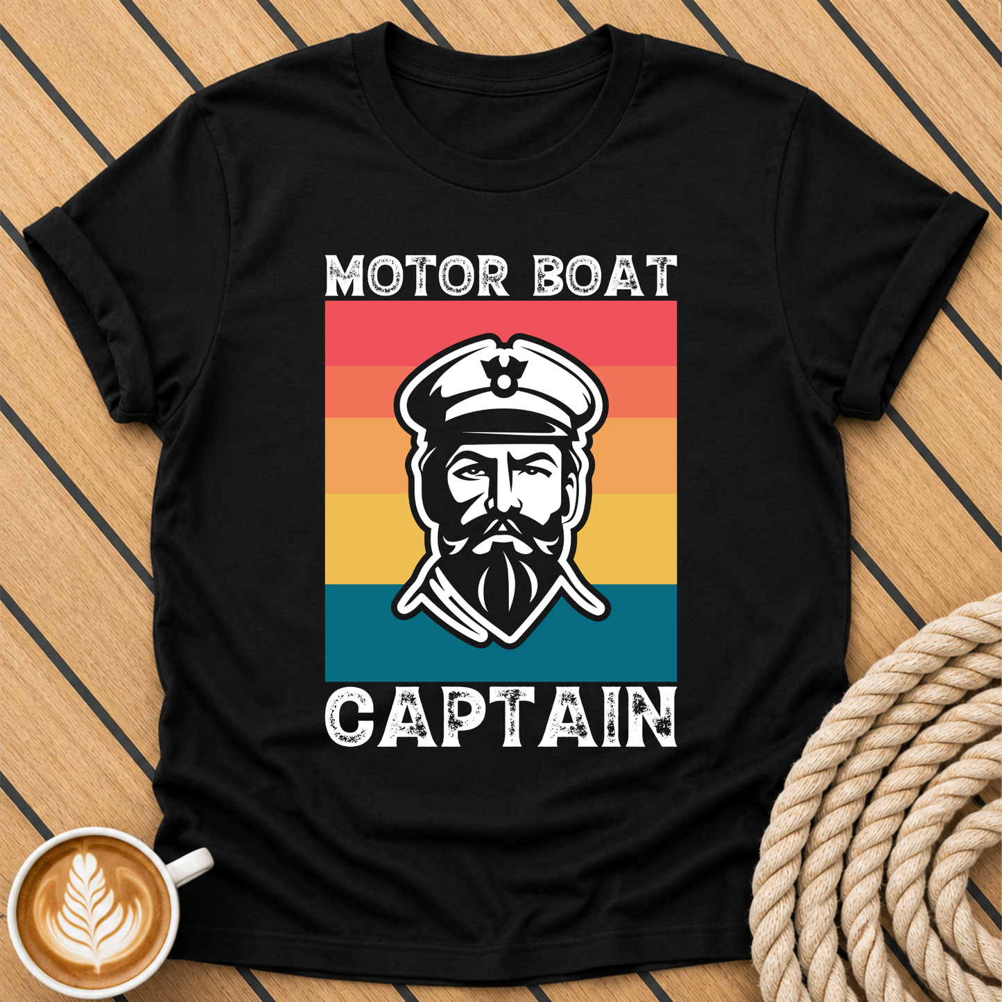 Motor Boat Captain — Retro Nautical Captain Graphic T-Shirt