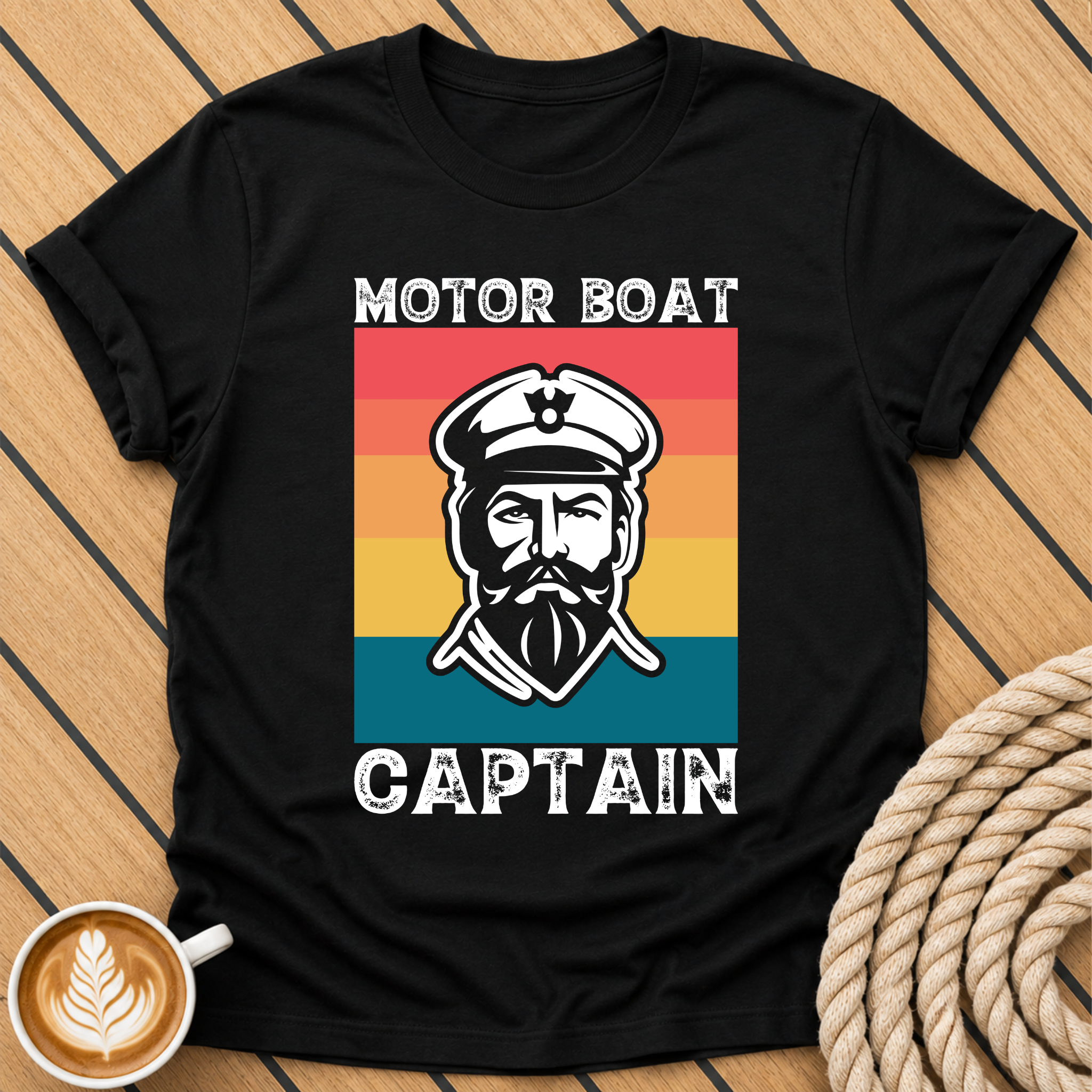 Motor Boat Captain — Retro Nautical Captain Graphic T-Shirt
