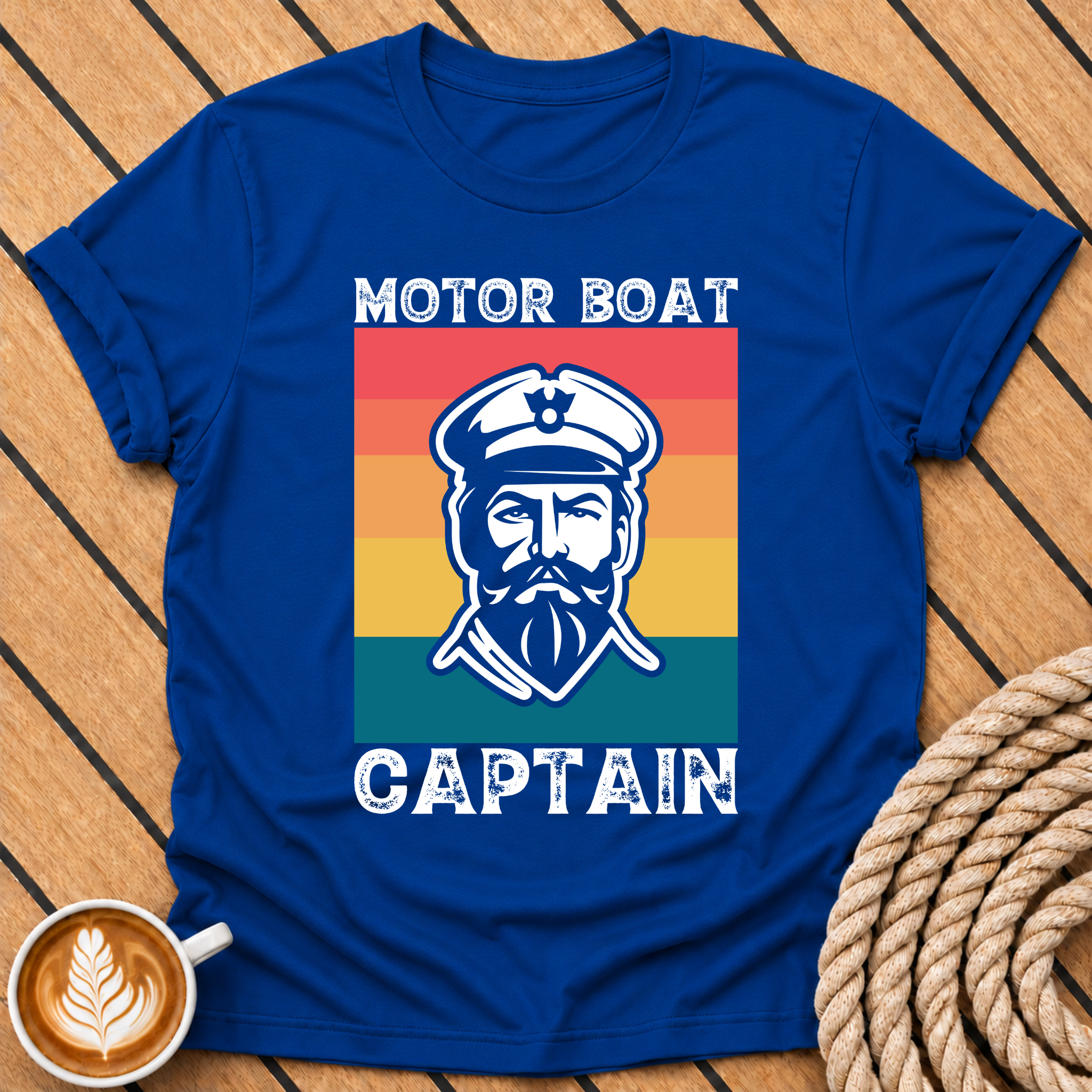 Motor Boat Captain — Retro Nautical Captain Graphic T-Shirt
