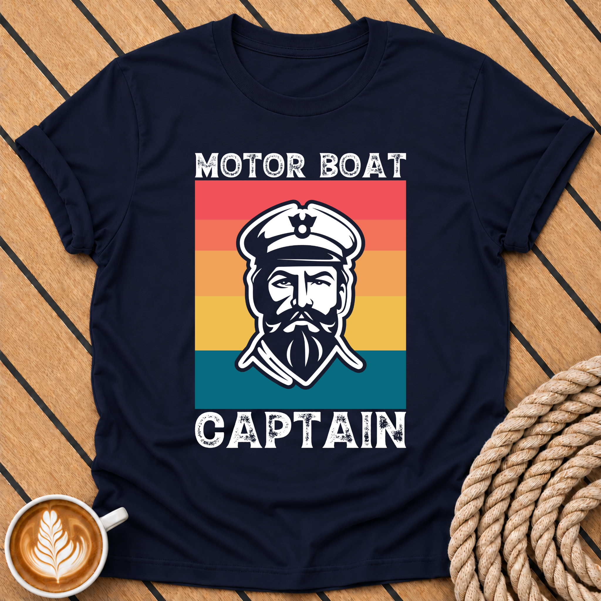Motor Boat Captain — Retro Nautical Captain Graphic T-Shirt