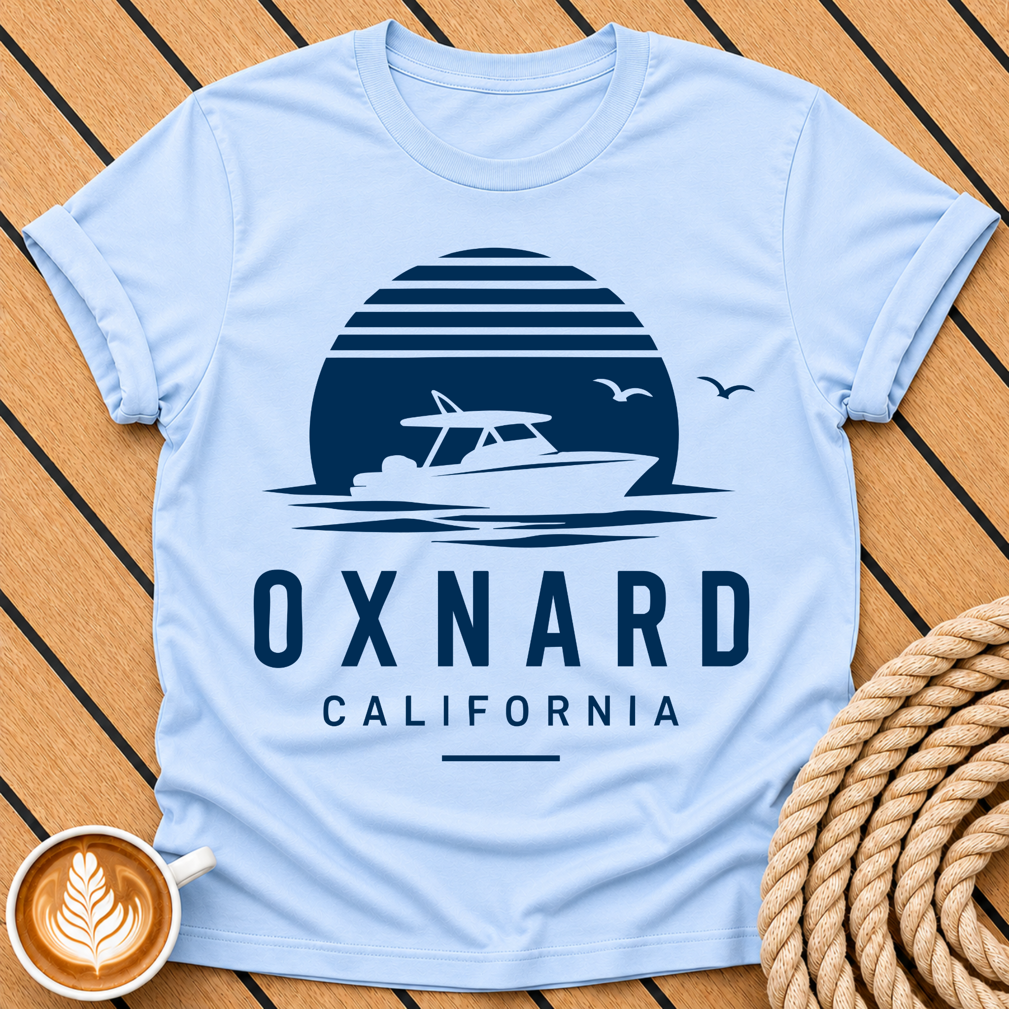 Oxnard California Boat Sunset T-Shirt