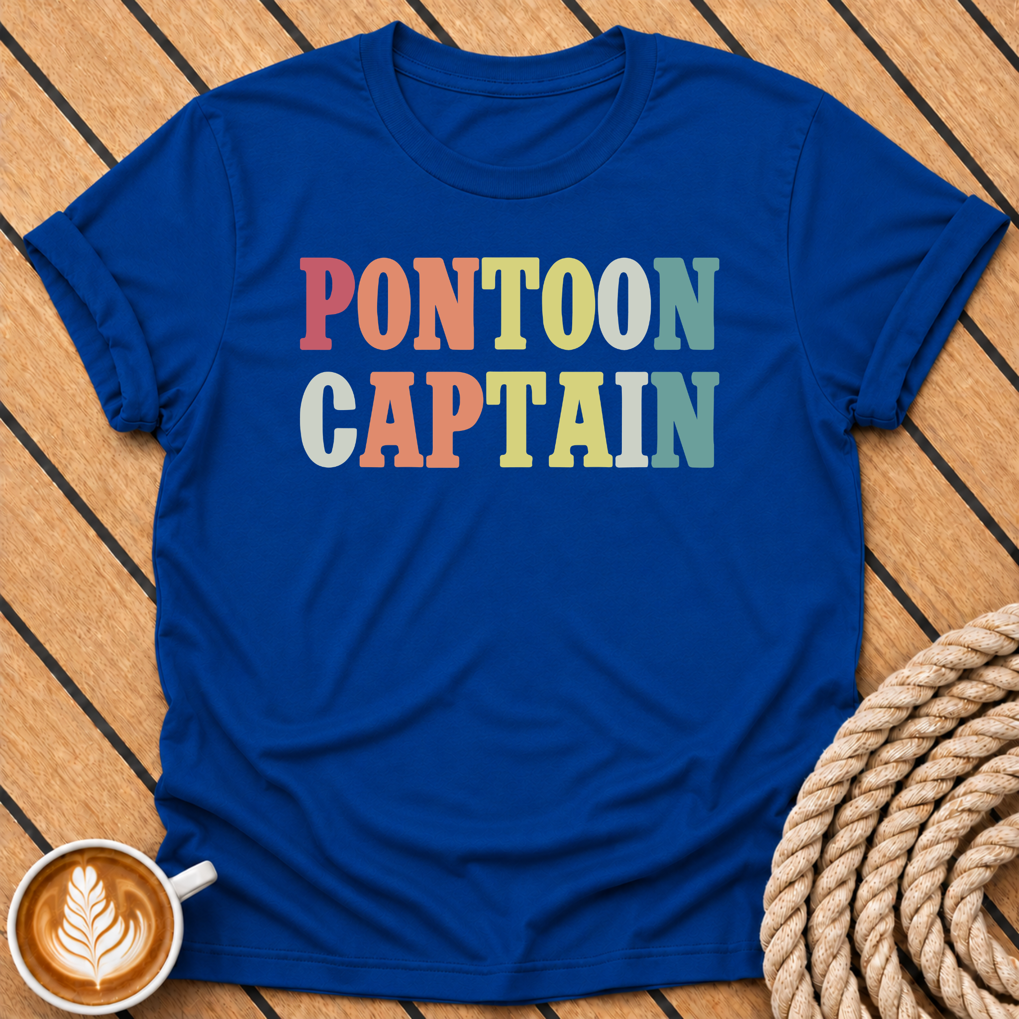 Pontoon Captain Retro Boating T‑Shirt