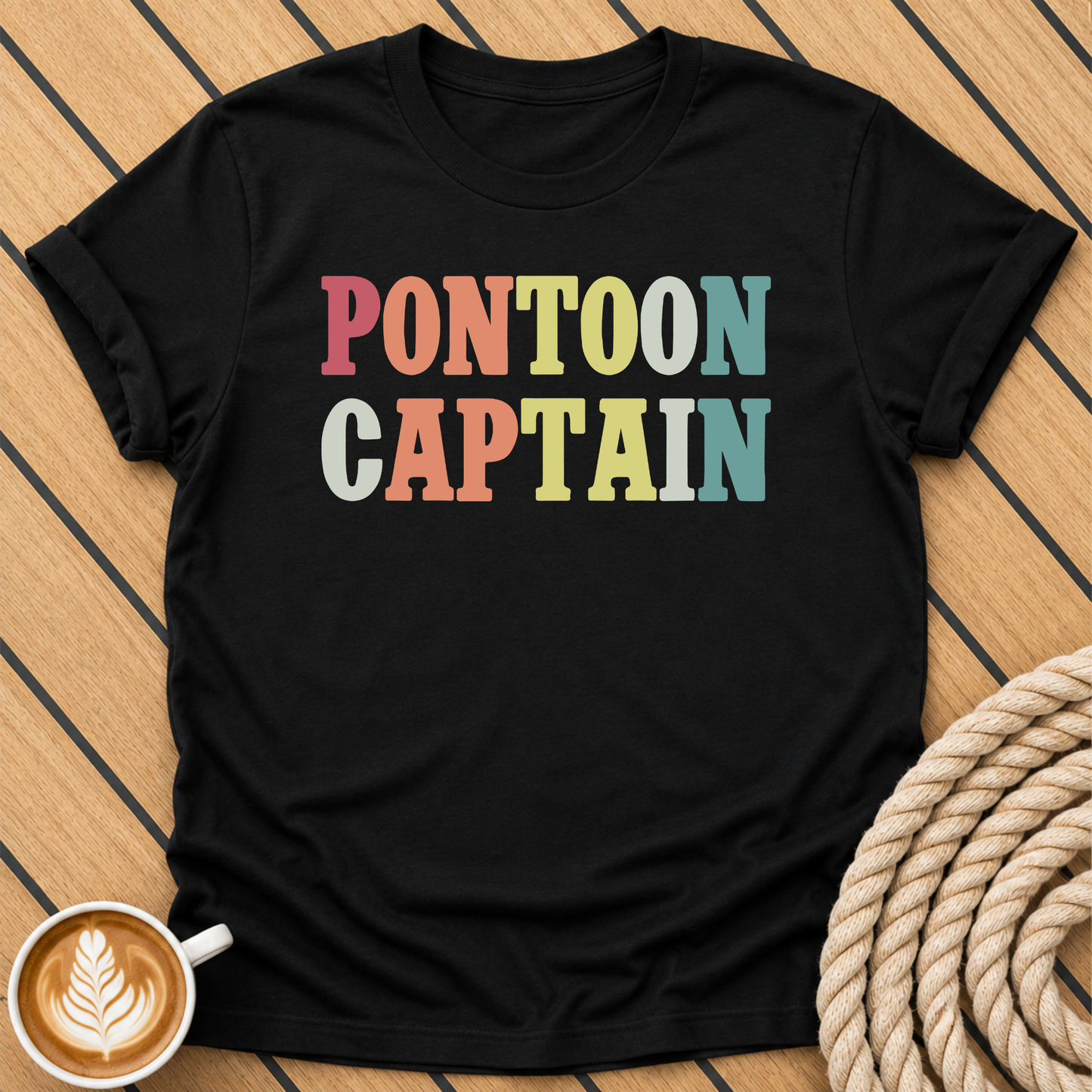 Pontoon Captain Retro Boating T‑Shirt