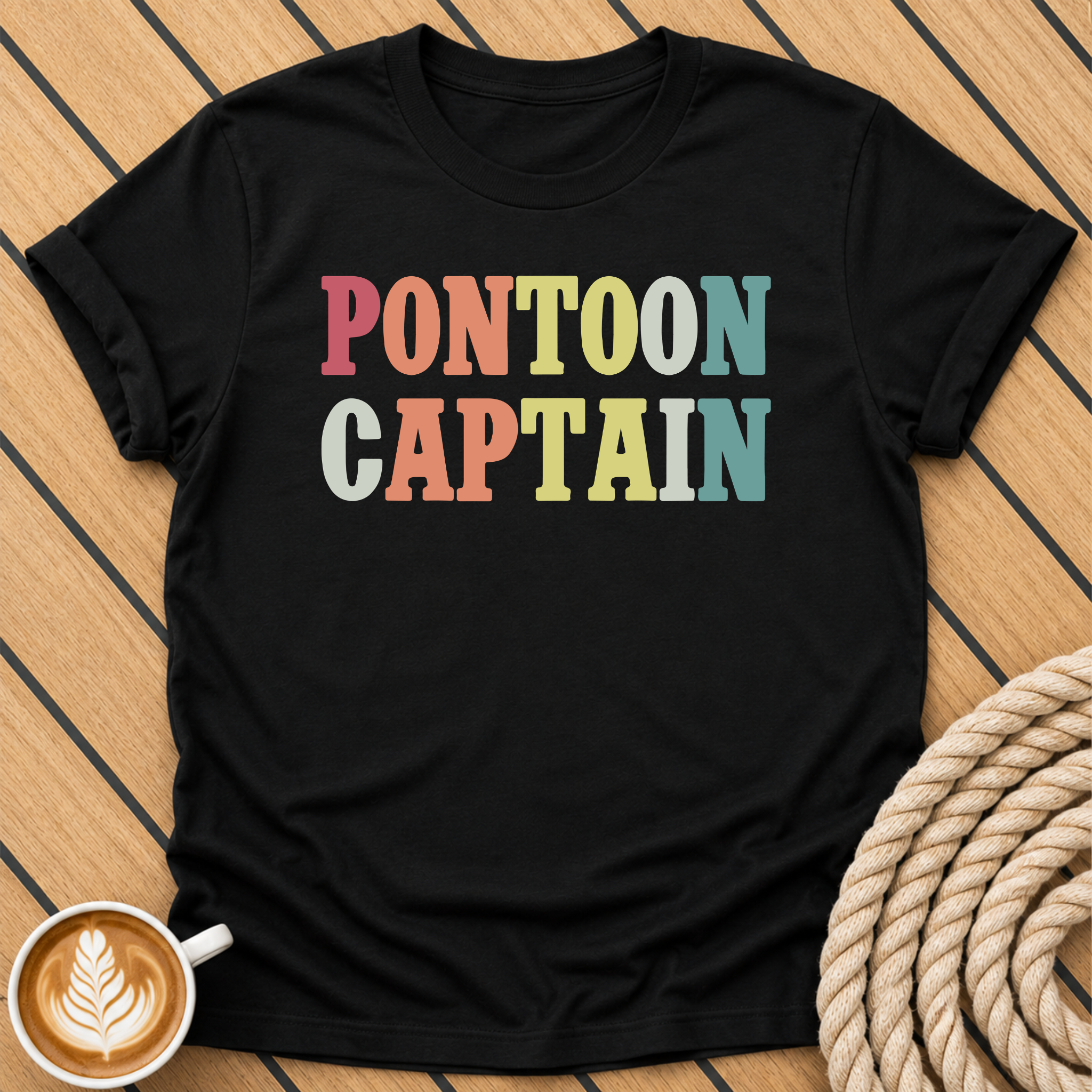 Pontoon Captain Retro Boating T‑Shirt