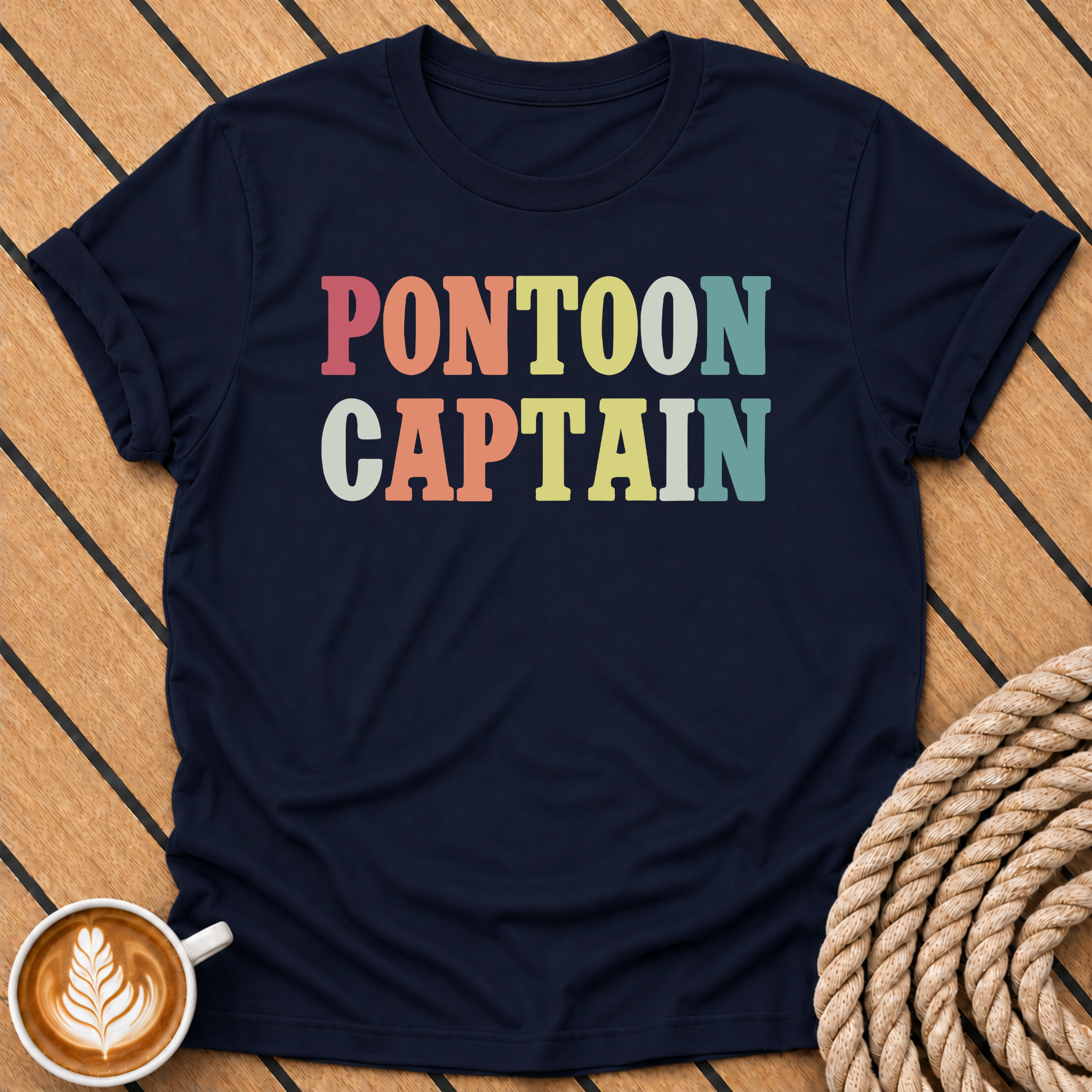 Pontoon Captain Retro Boating T‑Shirt