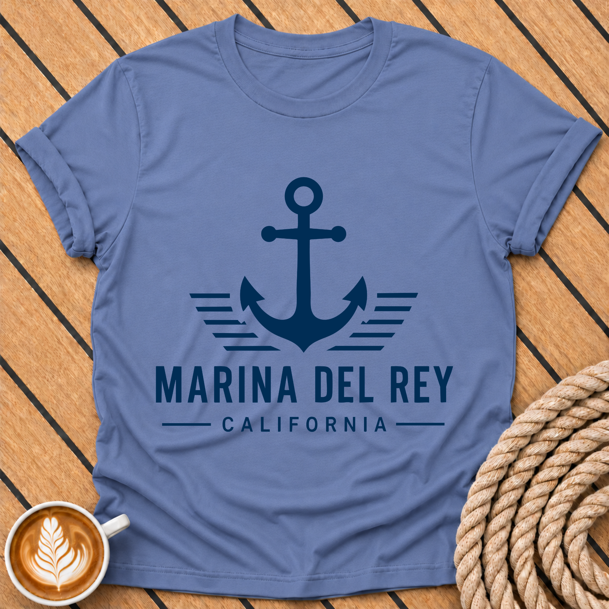 Marina Del Rey California Nautical Anchor Graphic T-Shirt