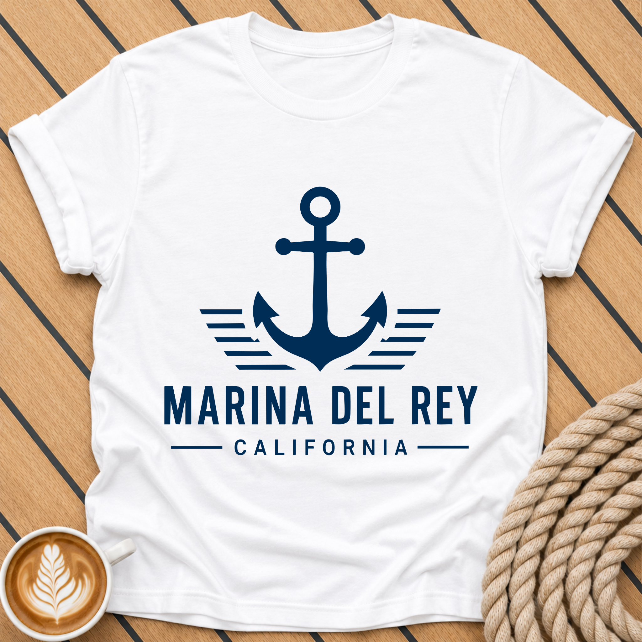 Marina Del Rey California Nautical Anchor Graphic T-Shirt