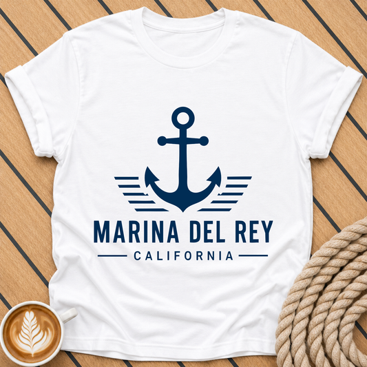 Marina Del Rey California Nautical Anchor Graphic T-Shirt