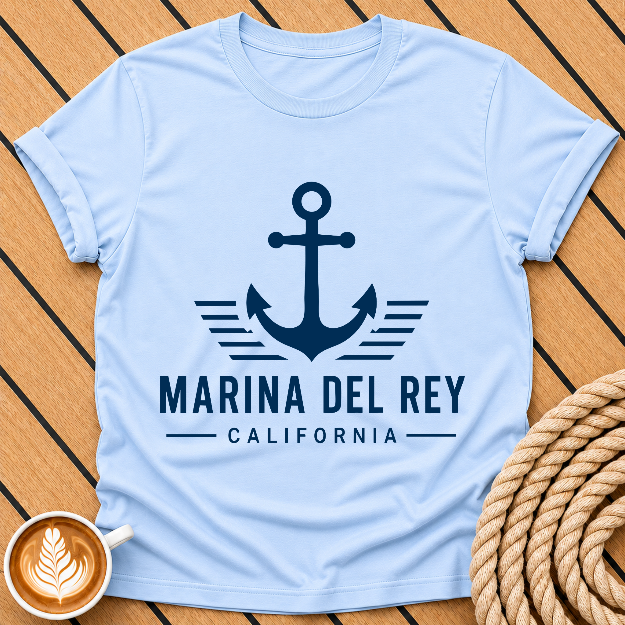 Marina Del Rey California Nautical Anchor Graphic T-Shirt