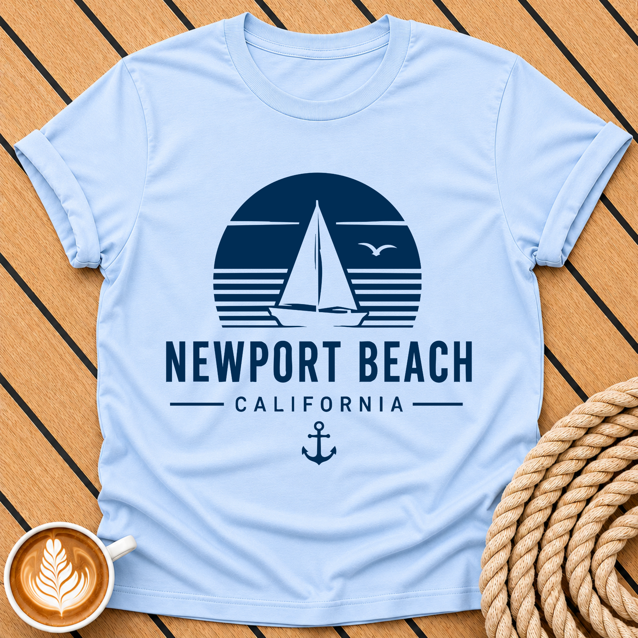 Newport Beach Sailboat California Coastal Vacation T-Shirt