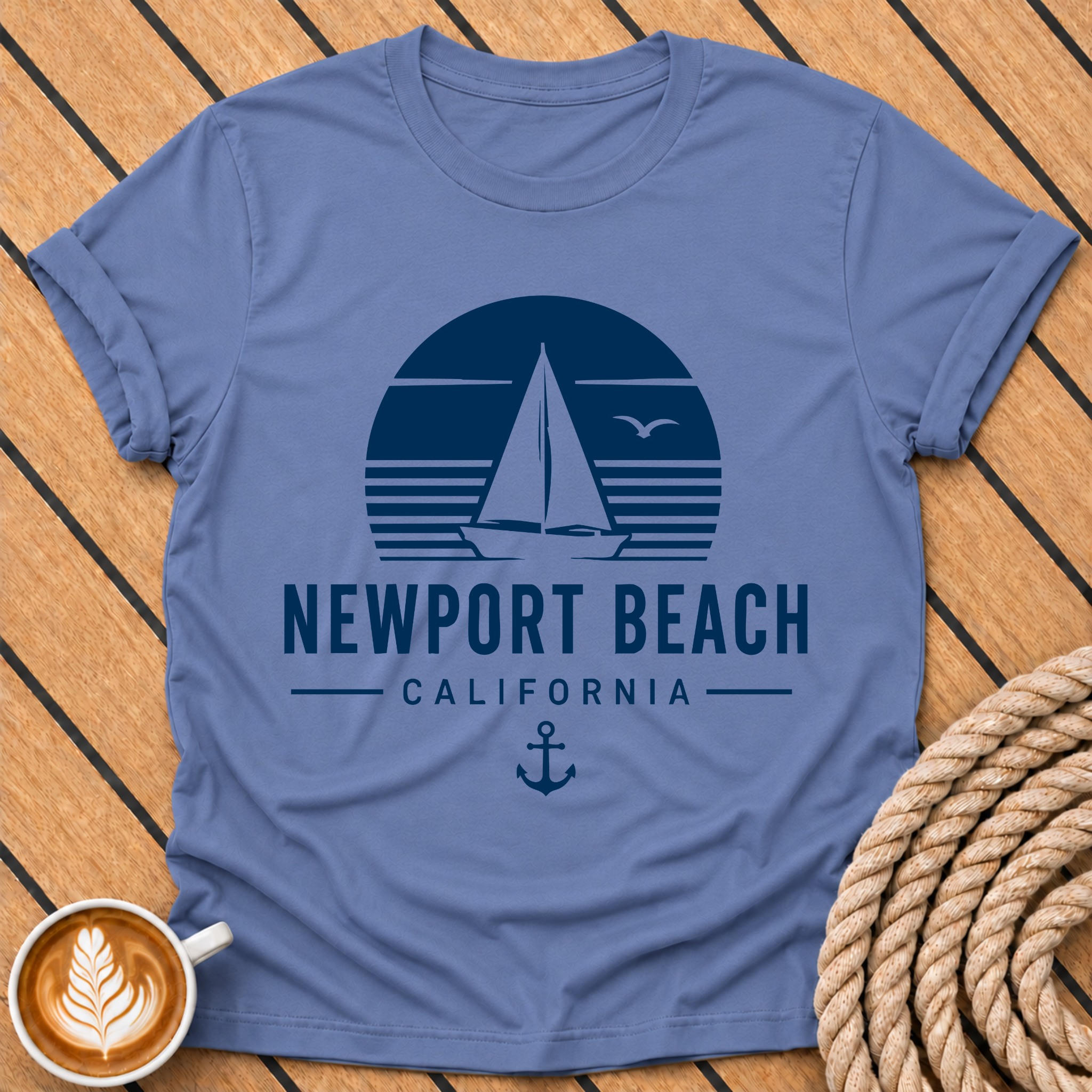 Newport Beach Sailboat California Coastal Vacation T-Shirt